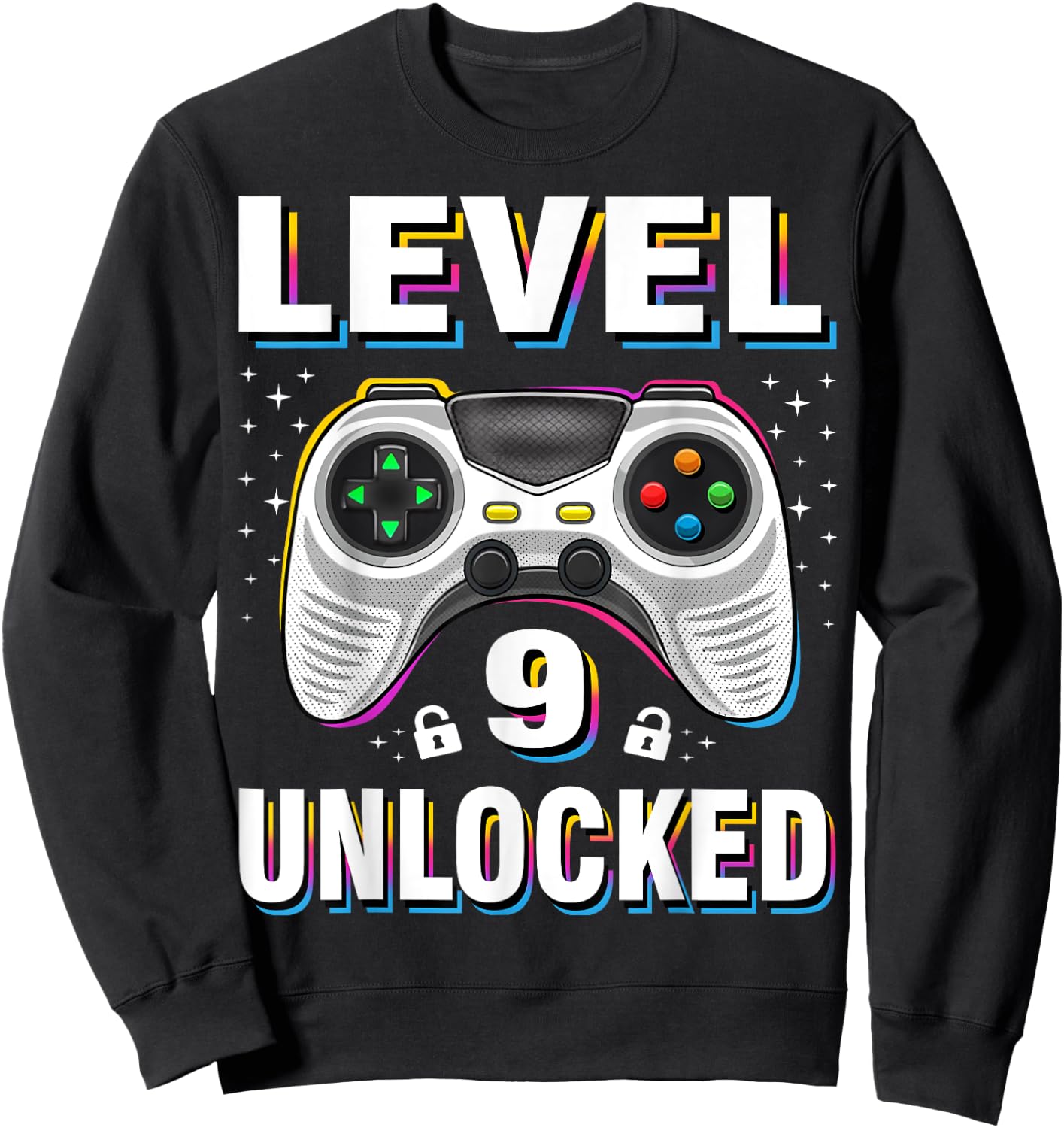9th Birthday Boy Level 9 Unlocked Video Gamer 9 Years Old Sweatshirt - Sweatshirt | Black