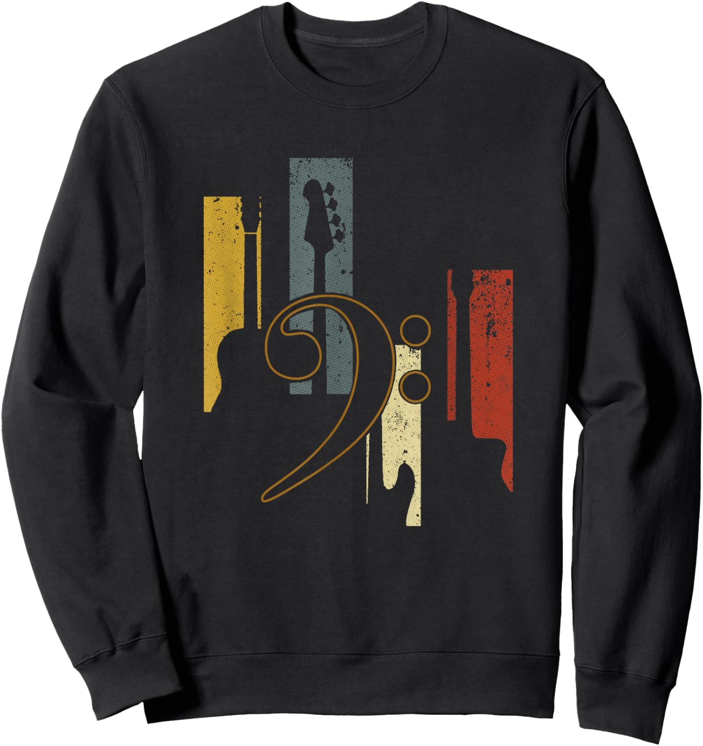 Bass Clef Vintage Bass Guitar Players Music Vintage Guitar Sweatshirt - Sweatshirt | Black