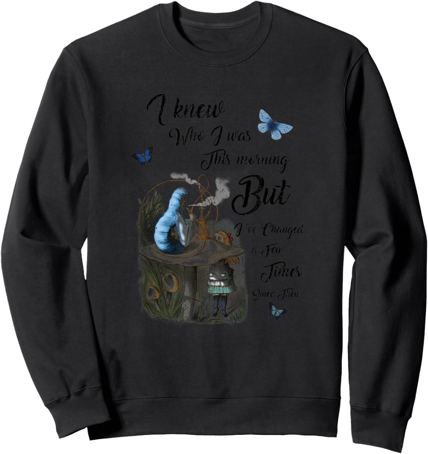 Alice In Wonderland Quote Vintage Dictionary , Small, Blue Sweatshirt - Sweatshirt | Black