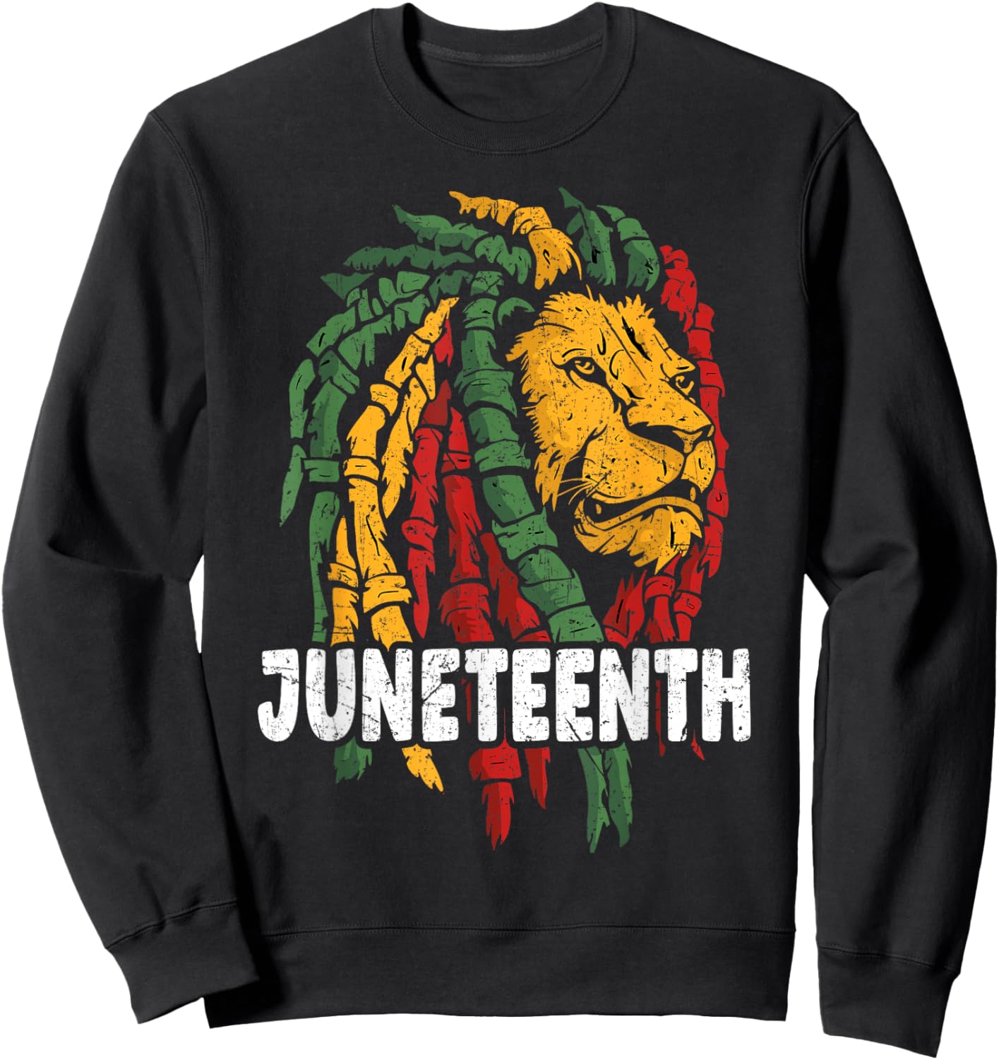 Celebrate Juneteenth Lion African American Freedom Day 1865 Sweatshirt - Sweatshirt | Black