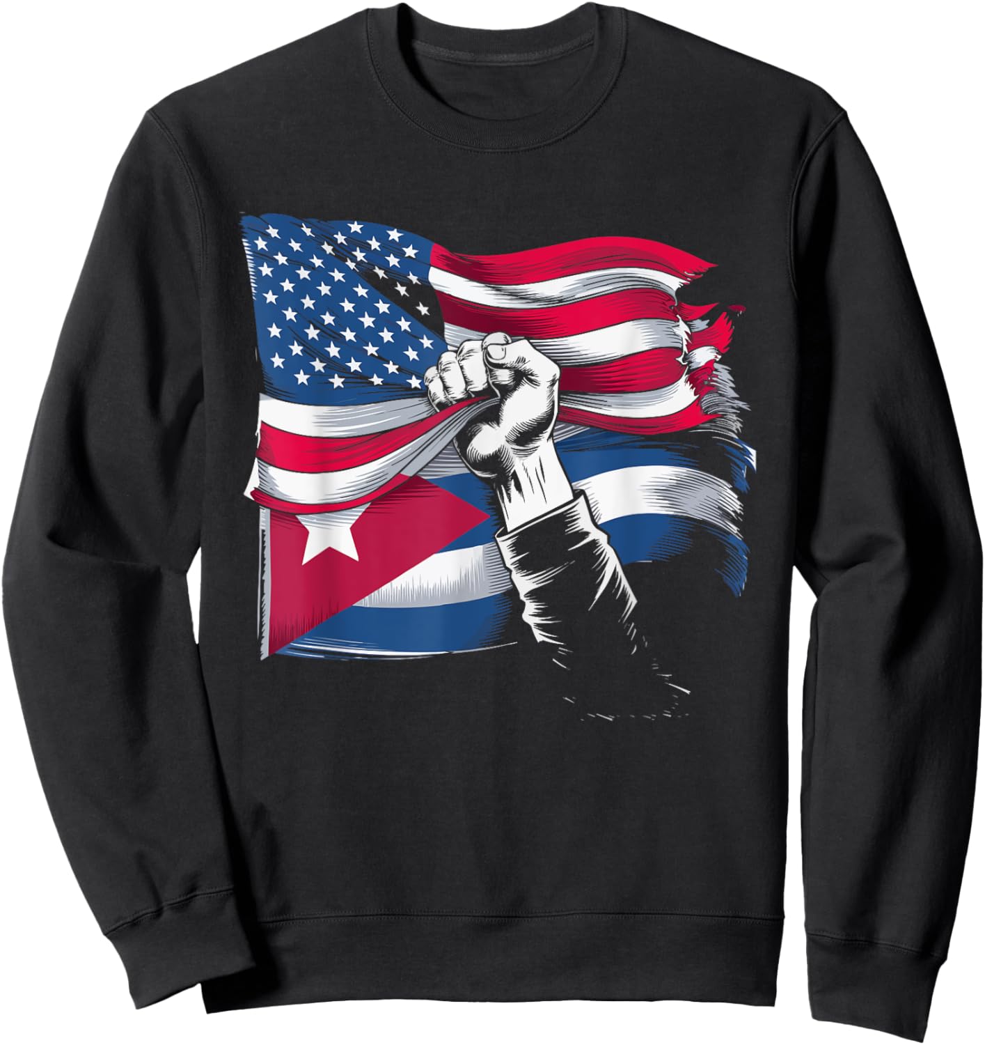 Half Cuban Half American Country USA Flag Cuba America Sweatshirt - Sweatshirt | Black
