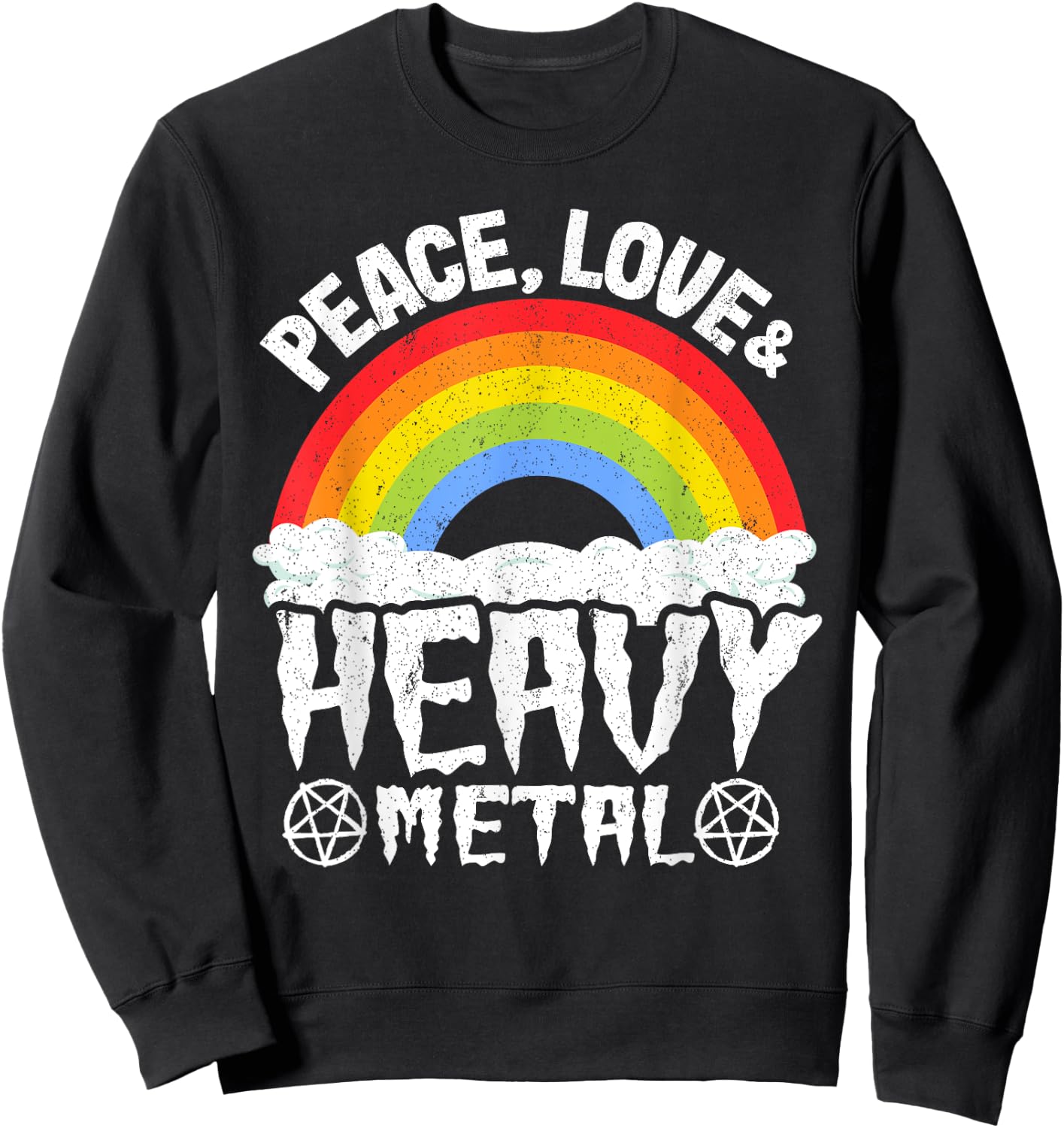 Kids Band Metal Rainbow Unicorn Peace Love & Heavy Metal Sweatshirt - Sweatshirt | Black