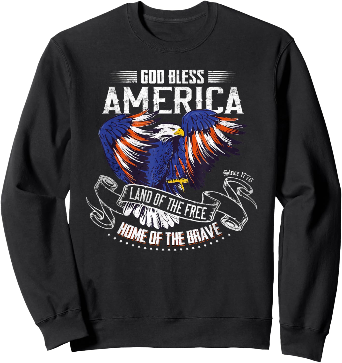 God Bless America | Land of The Free Because of The Brave Sweatshirt - Sweatshirt | Black