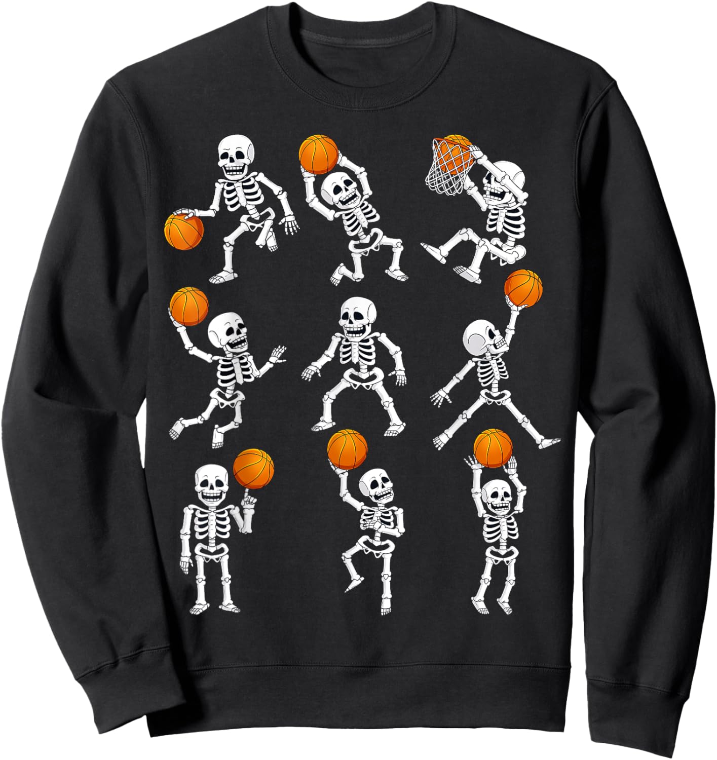 Halloween Basketball Skeletons Dunking Dribble Boys Kids Sweatshirt - Sweatshirt | Black