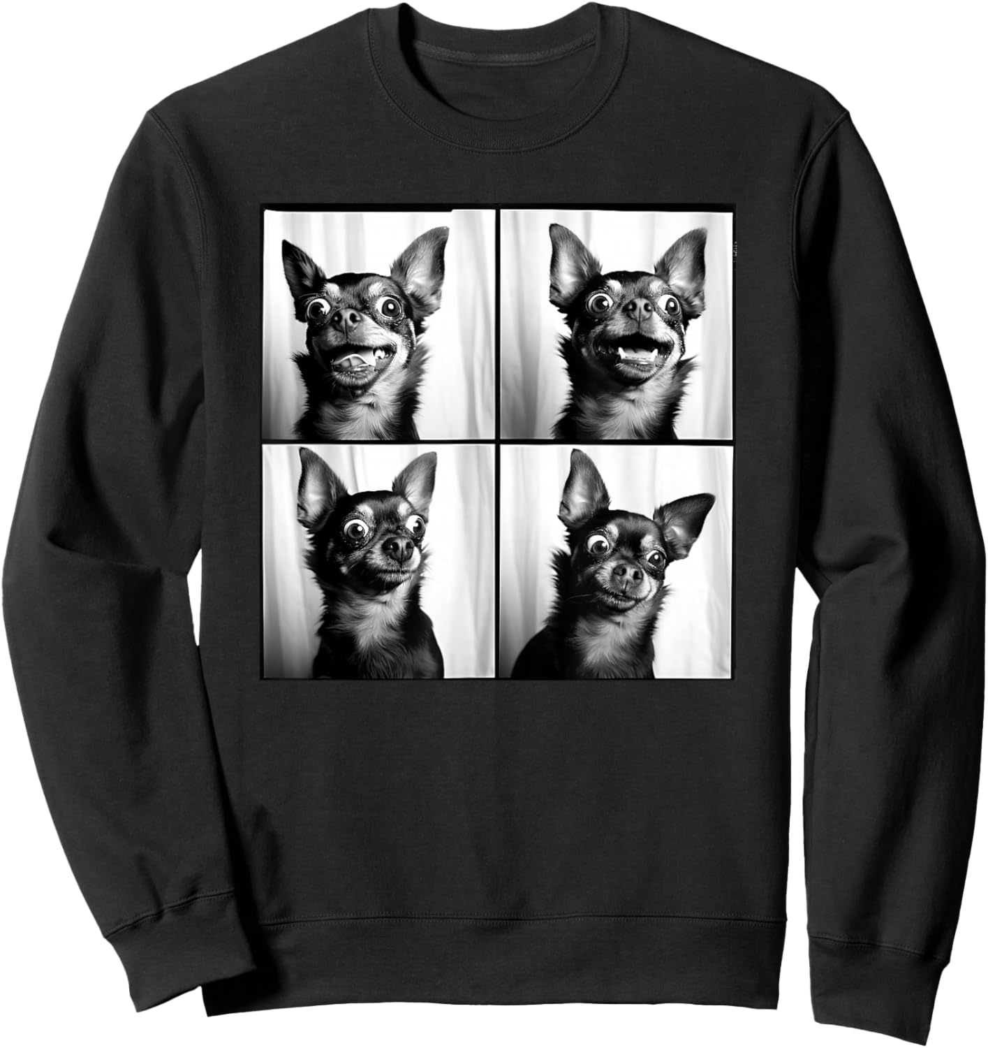 Weird Chihuahua Photoshoot Funny Dog Face Chihuahua Mom Sweatshirt - Sweatshirt | Black