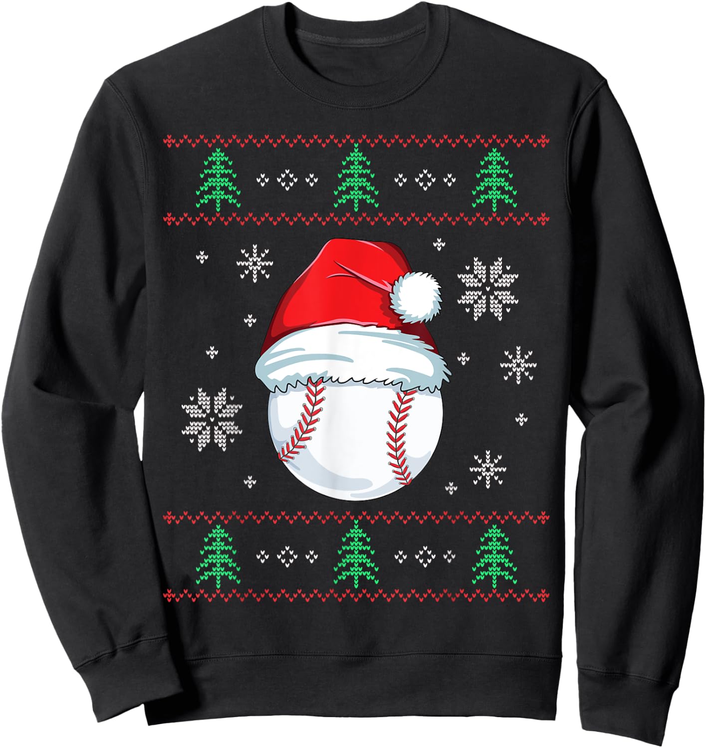 Ugly Christmas Baseball Boys Kids Ball Santa Pajama Sweatshirt - Sweatshirt | Black