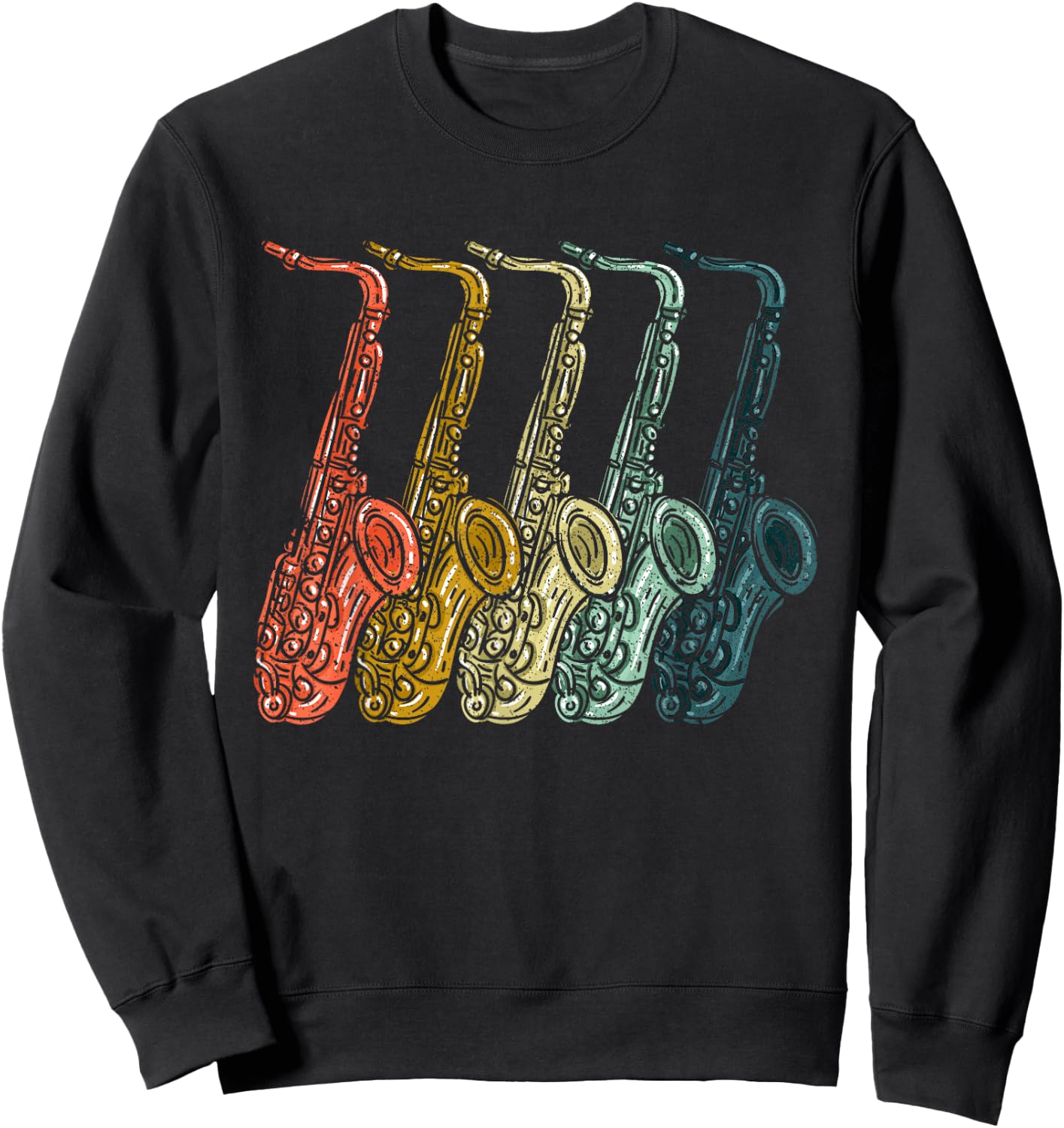 Vintage Saxophone Design Women Sax Lover Saxophonist Sweatshirt - Sweatshirt | Black