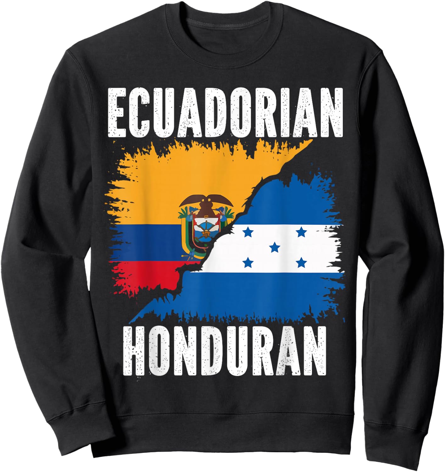 Half Honduran Half Ecuadorian Ecuador Flag Honduras Sweatshirt - Sweatshirt | Black