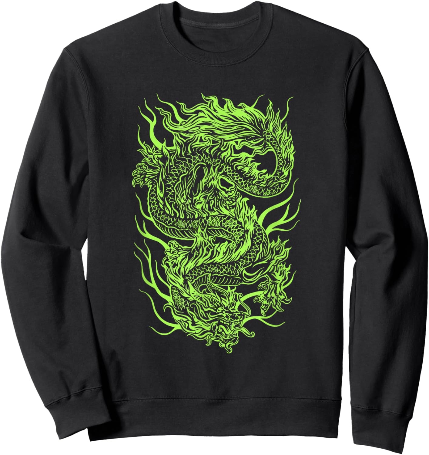 Green Chinese Dragon Grunge Aesthetic Egirl Teen Girls Women Sweatshirt - Sweatshirt | Black