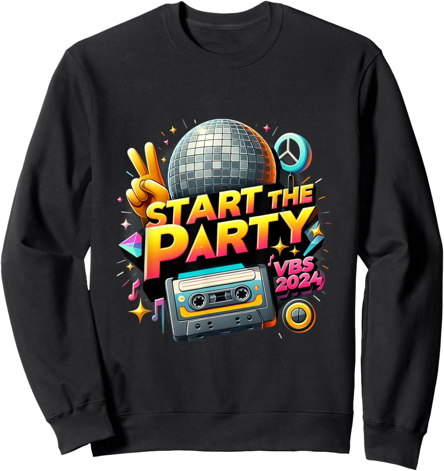 Start The Party Funny VBS 2024 Vacation Bible School 2024 Sweatshirt - Sweatshirt | Black