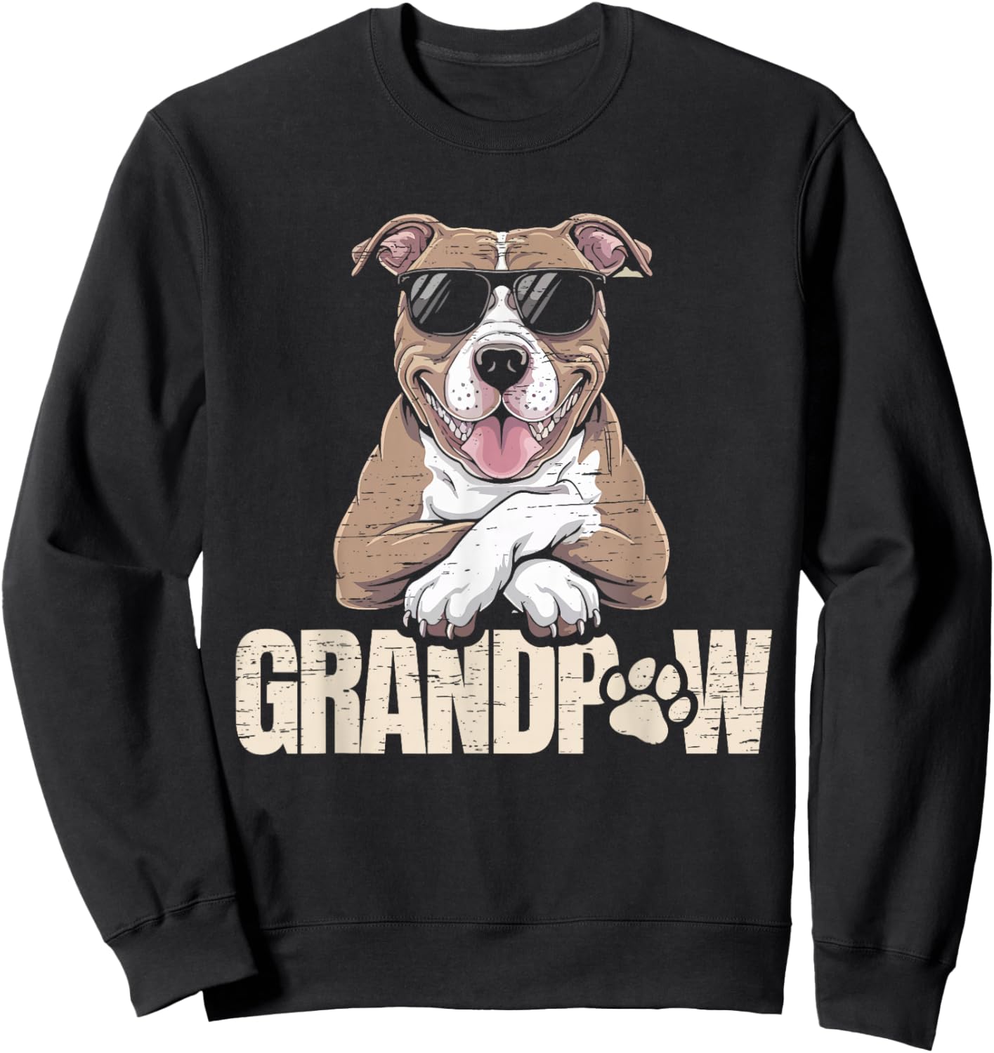 Grandpaw Funny Pitbull Dog Grandpa Style Sweatshirt - Sweatshirt | Black