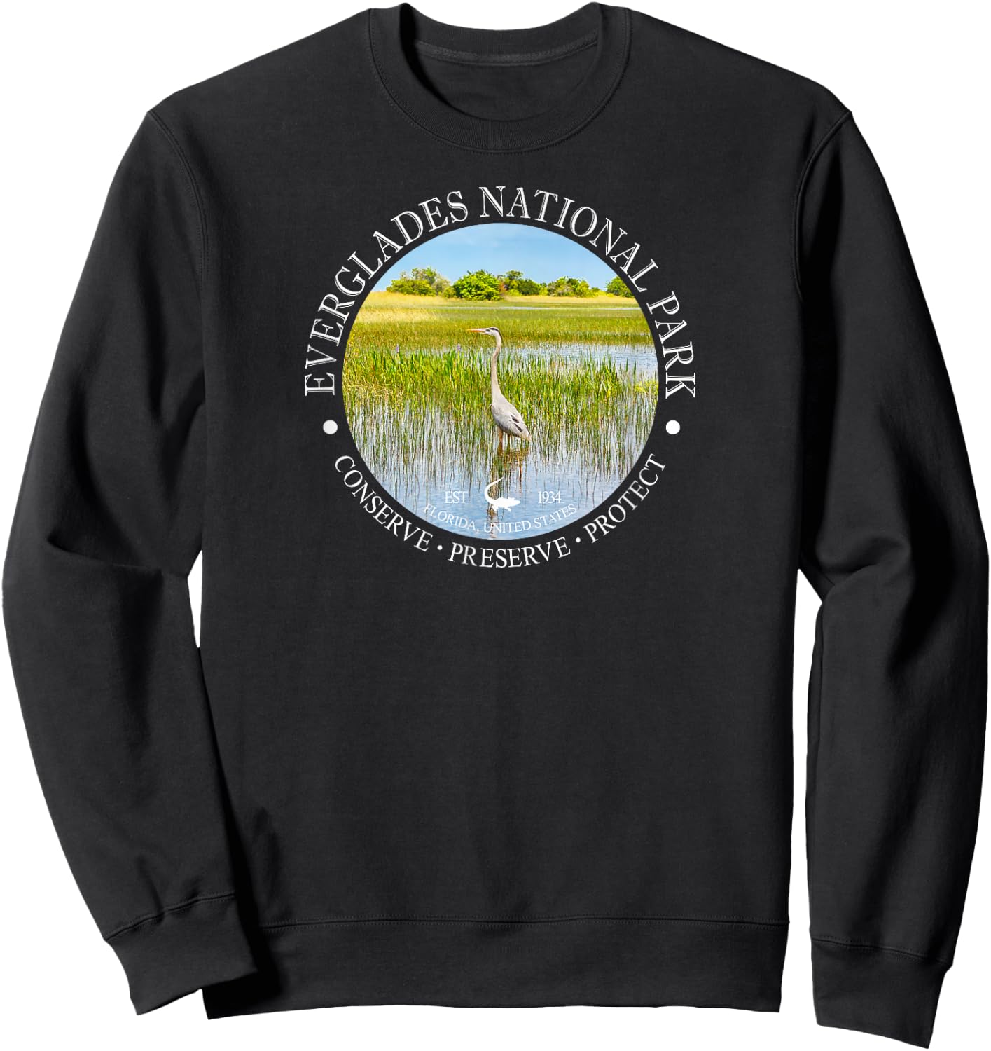 Heron Everglades National Park Conservation Gift Sweatshirt - Sweatshirt | Black