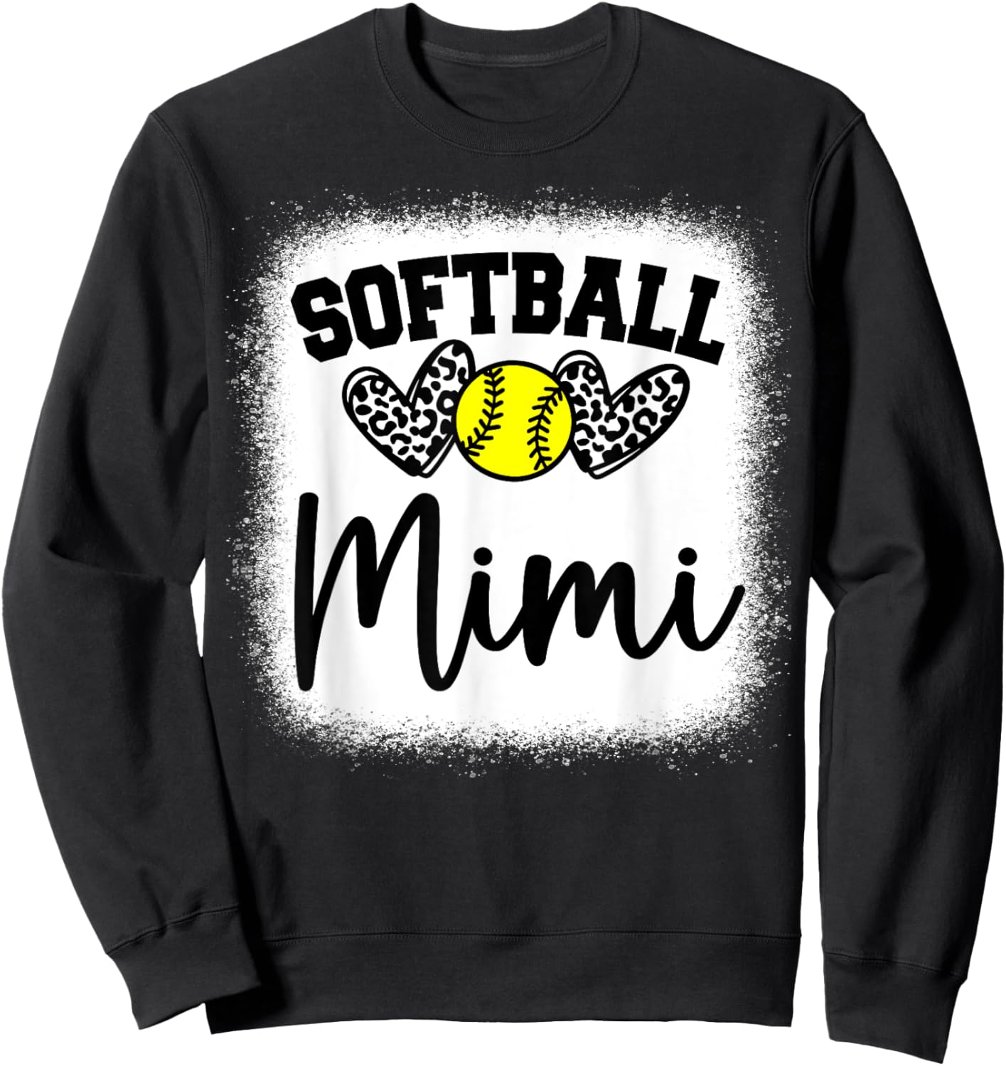 Personalized Softball Heart Cute Mimi Women Softball Sweatshirt - Sweatshirt | Black