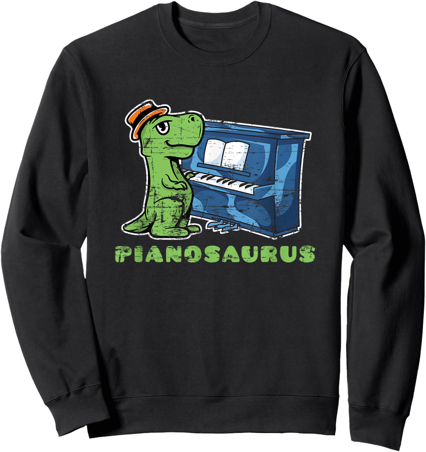 Dino Piano Player Toddlers Pianist Gift Music Piano Sweatshirt - Sweatshirt | Black