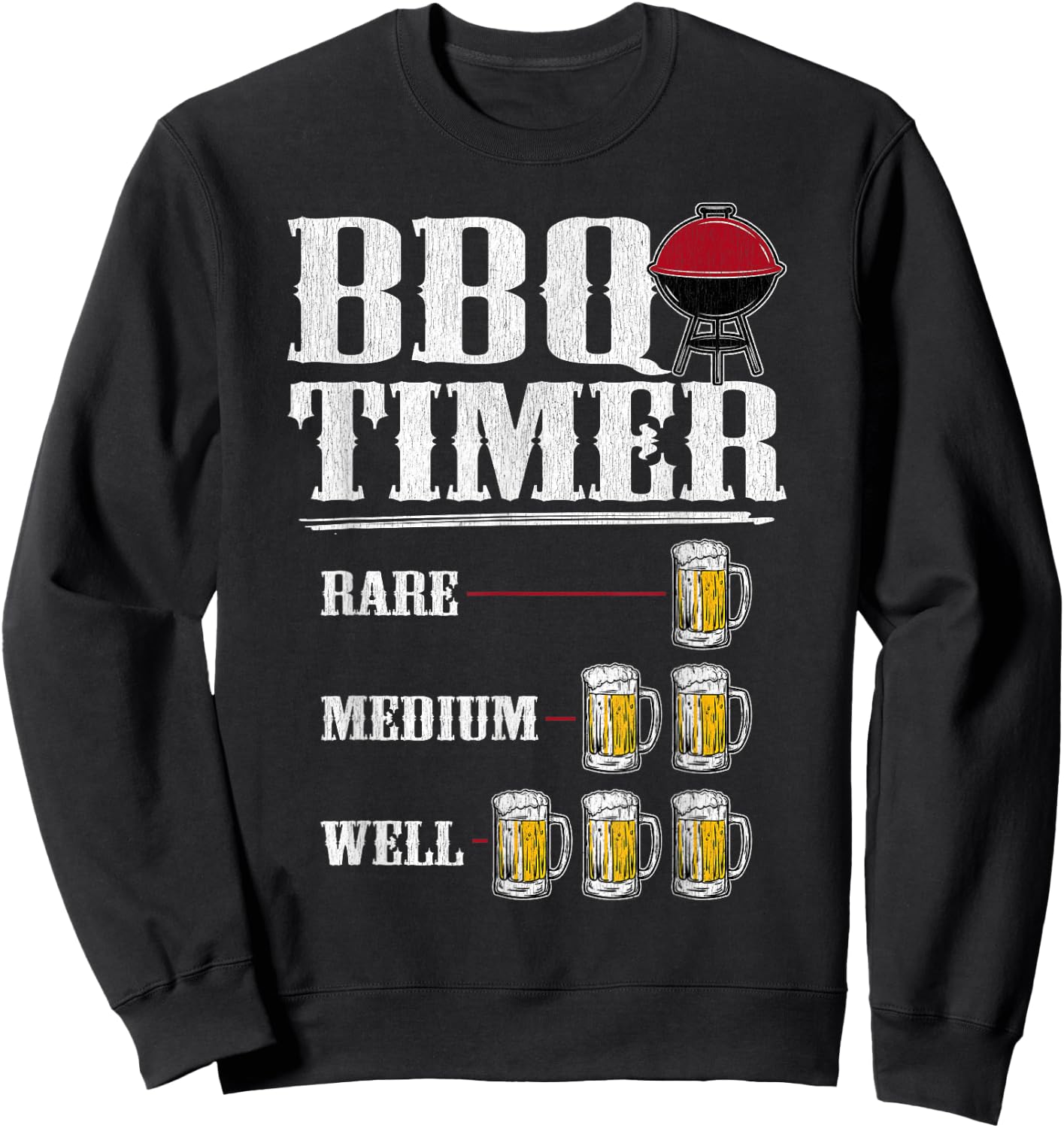 BBQ BEER TIMER SHIRT Funny BBQ Grilling Gift Sweatshirt - Sweatshirt | Black