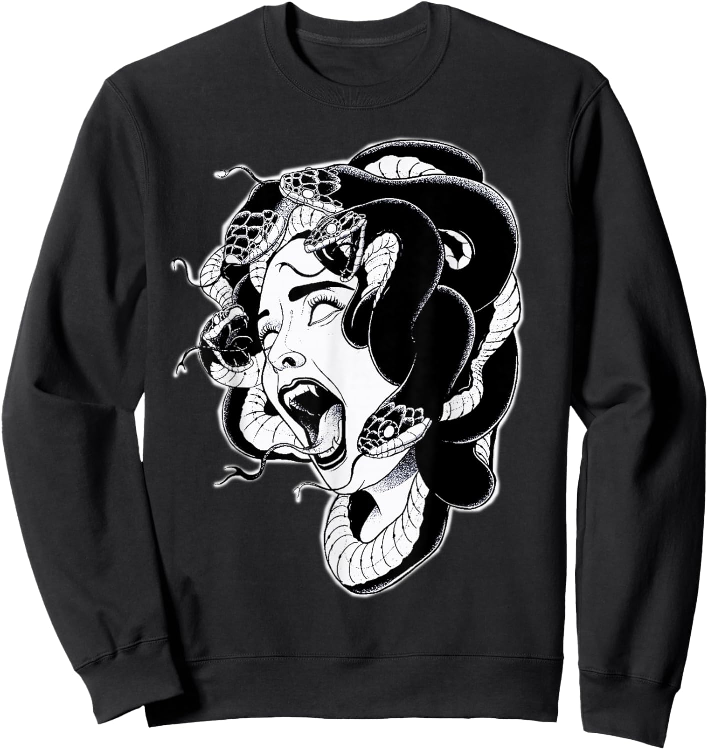 Medusa Blackwork Tattoo Flash Sweatshirt - Sweatshirt | Black