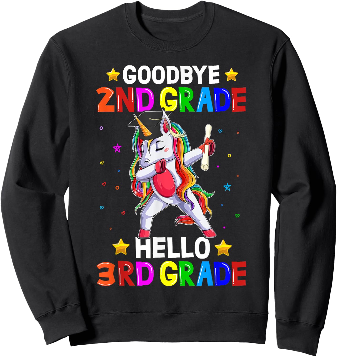 Goodbye 2nd Grade Hello 3rd Grade Unicorn Back To School Kid Sweatshirt - Sweatshirt | Black