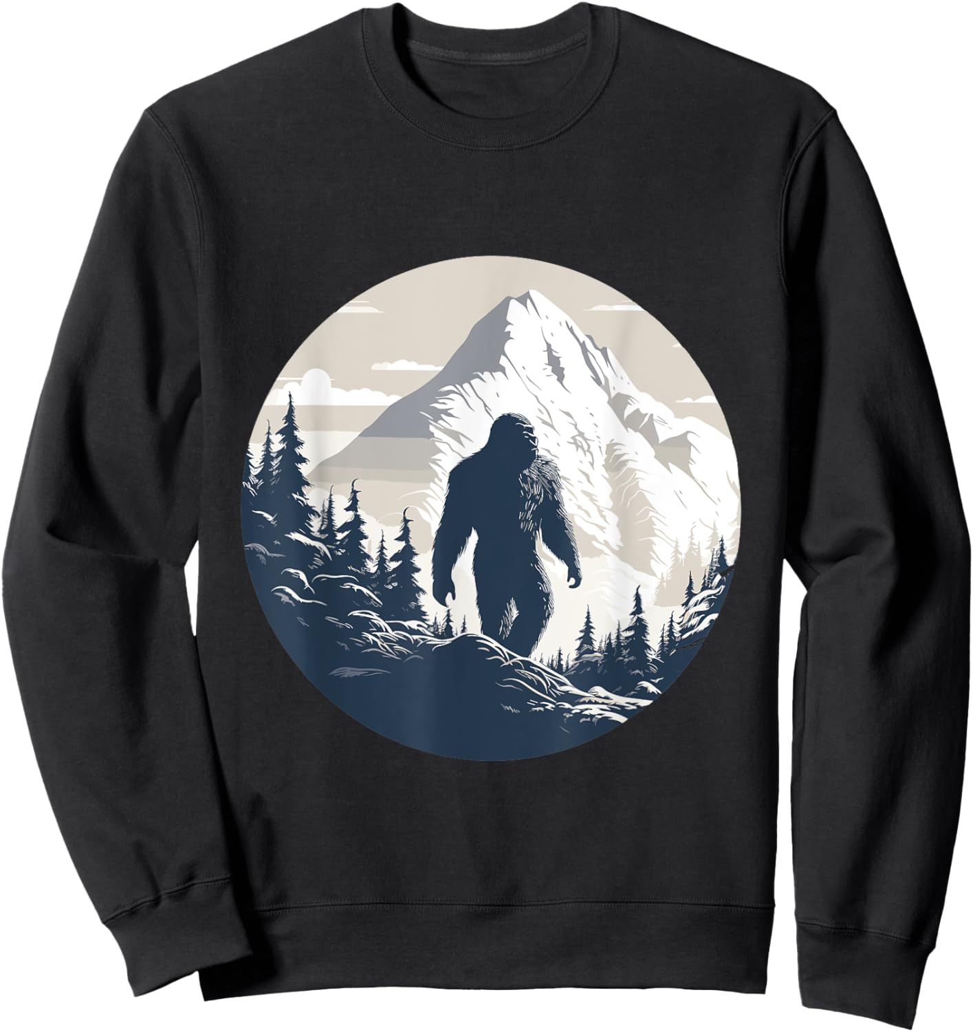 Bigfoot Sasquatch Designs Bigfoot , -Adults, Black, Small, Short Sleeve Sweatshirt - Sweatshirt | Black