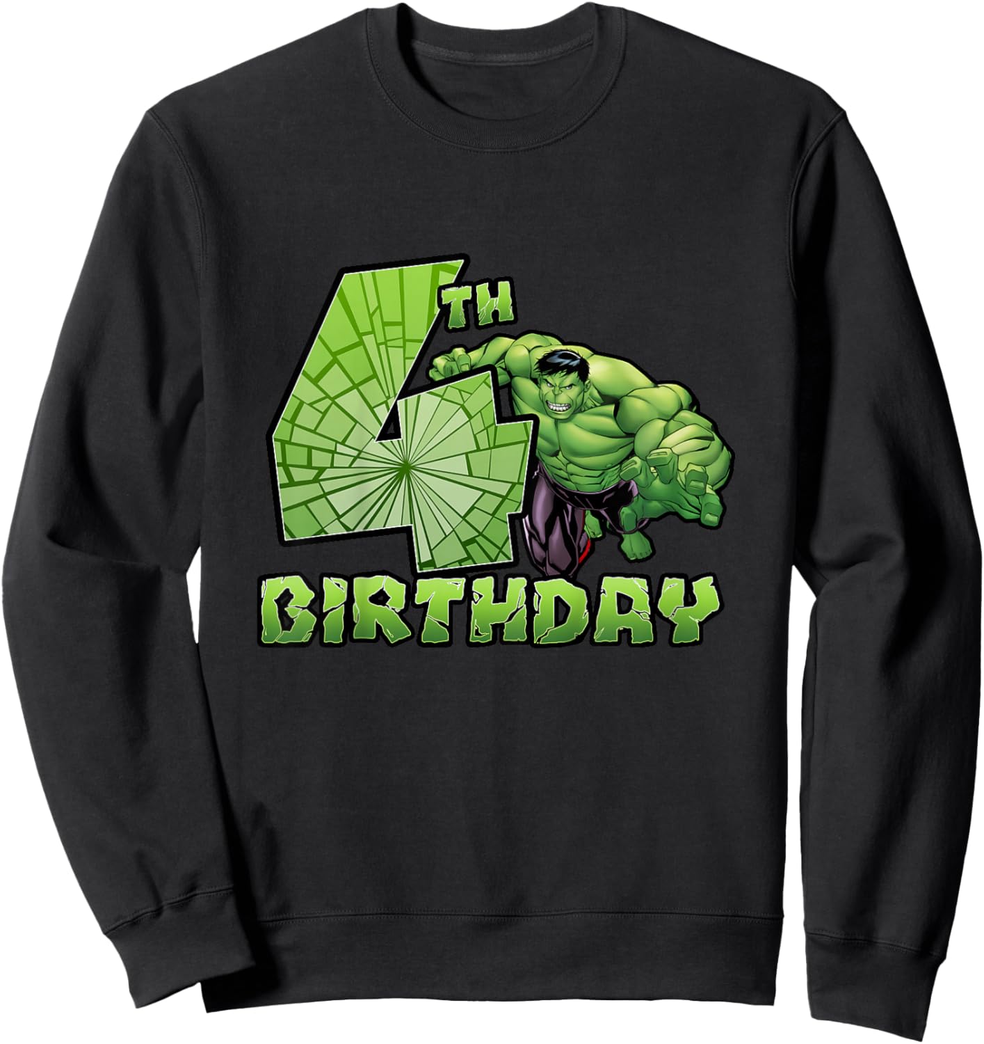 Kids Marvel Avengers Classic Hulk Smashing 4th Birthday Sweatshirt - Sweatshirt | Black