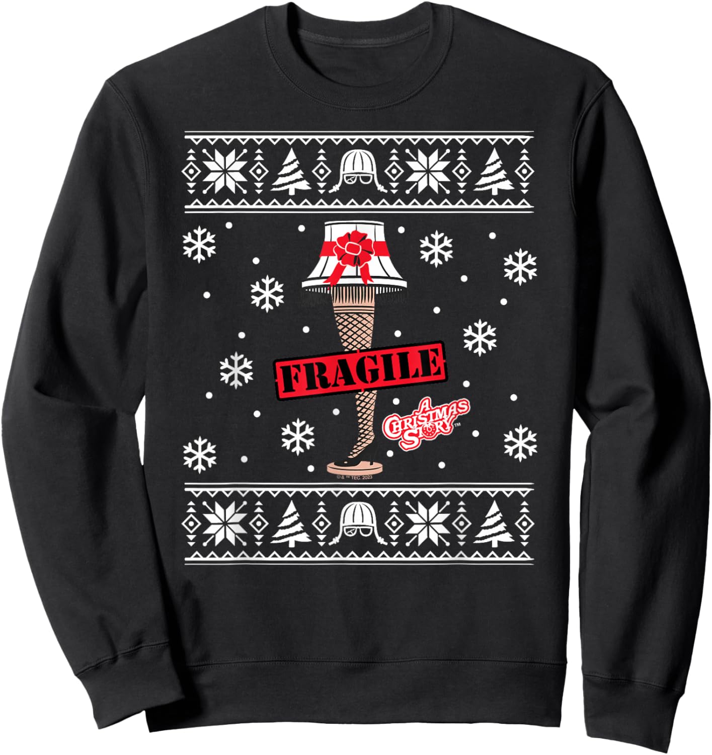 A Christmas Story - Fragile Leg Lamp Sweater Pattern Sweatshirt - Sweatshirt | Black