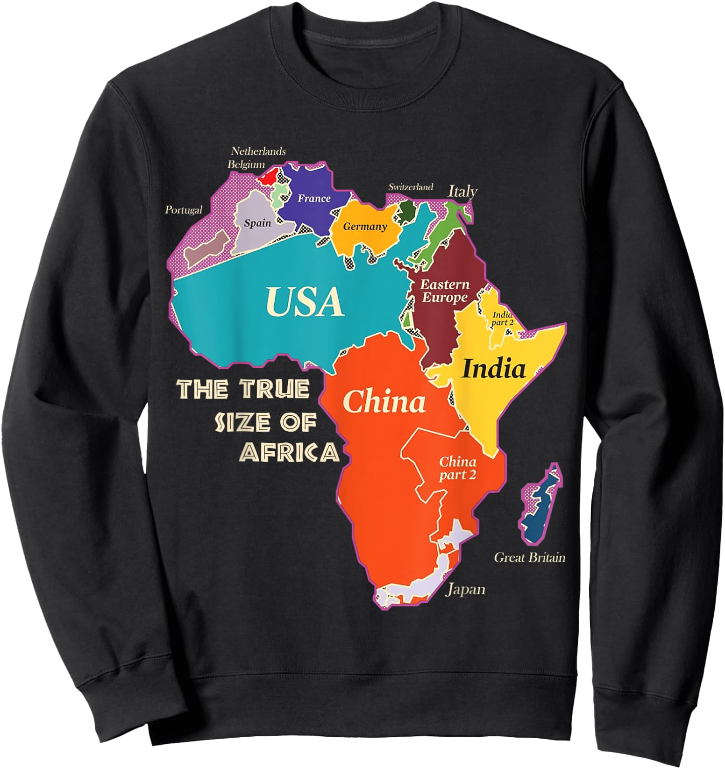 Bongo Designs -Adults Africa Map , Black, Small Sweatshirt - Sweatshirt | Black