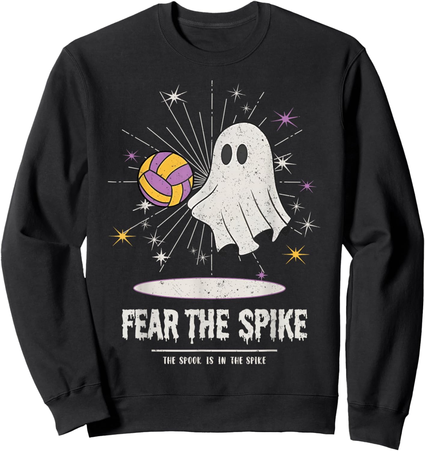 Fear The Spike Spooky Ghost Playing Volleyball Player Sports Sweatshirt - Sweatshirt | Black