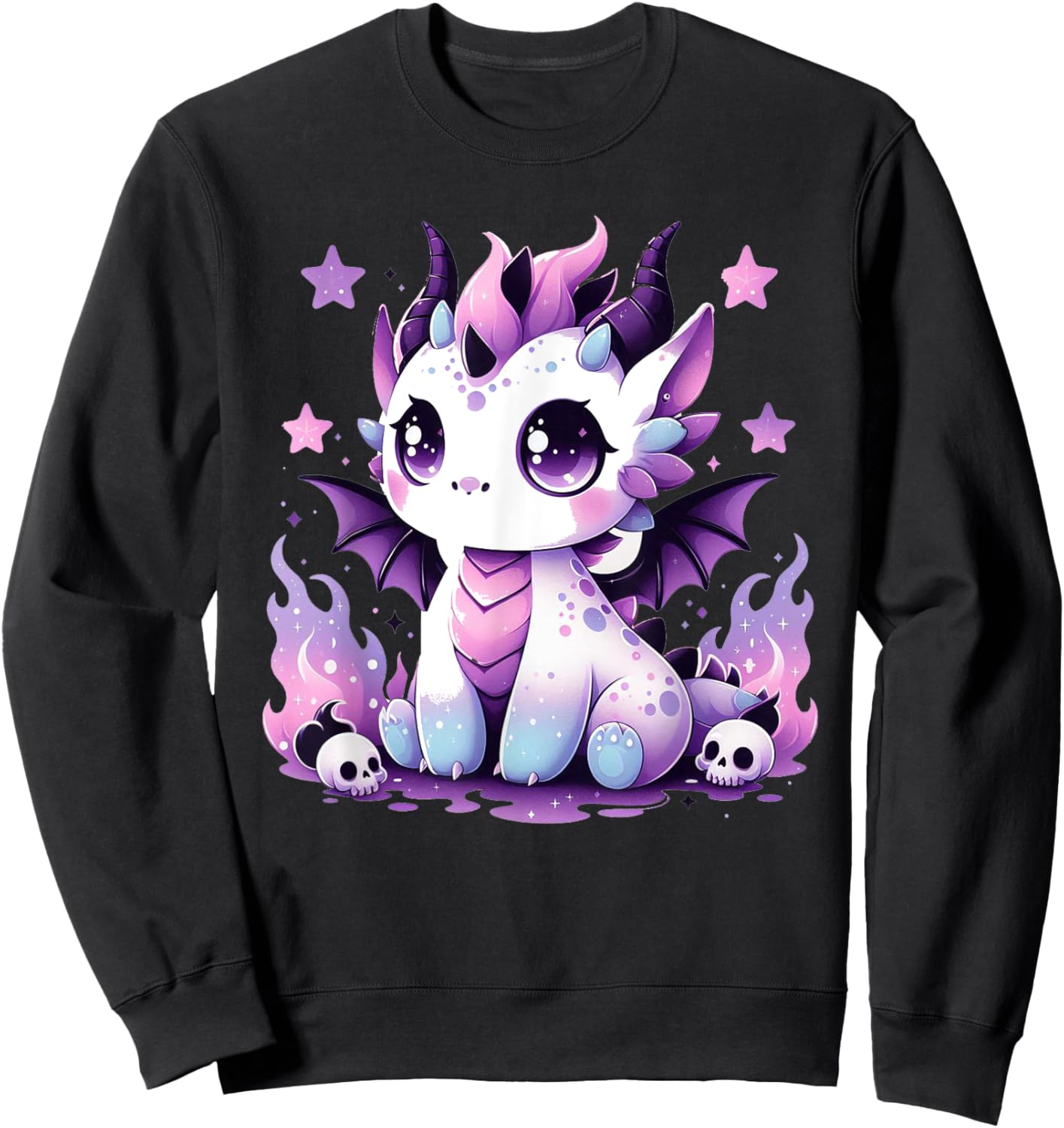 Niedlicher Pastell Goth Drache Gruselige Kawaii Hexe Anime Gothic Sweatshirt - Sweatshirt | Black