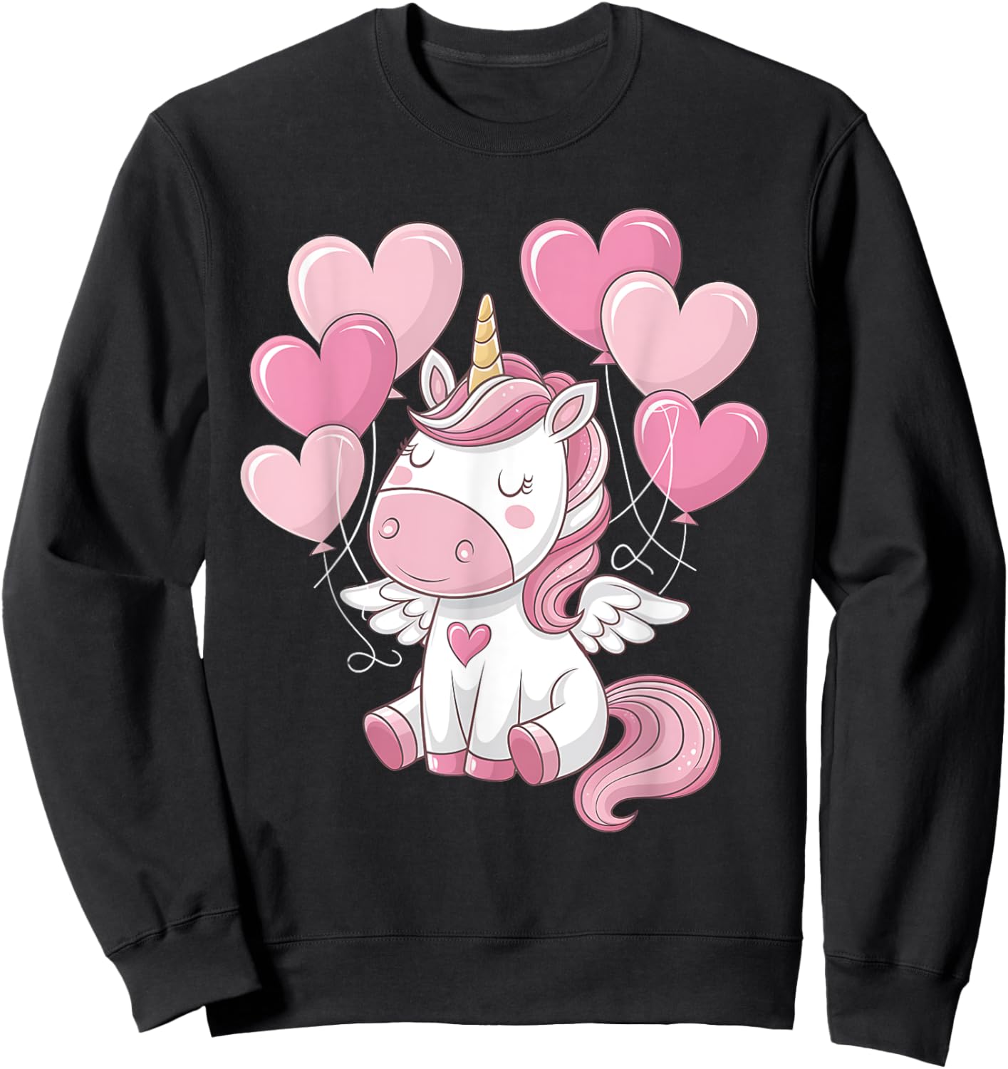 Unicorn Valentines Day Love Heart Rainbow Toddler Girl Sweatshirt - Sweatshirt | Black