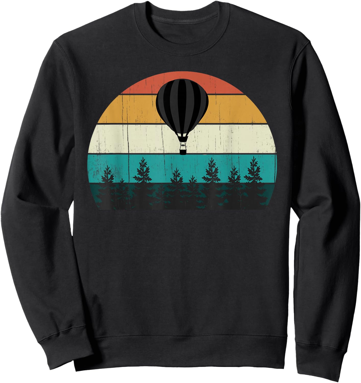 Retro Hot Air Balloon - Cool Sunset Sweatshirt - Sweatshirt | Black