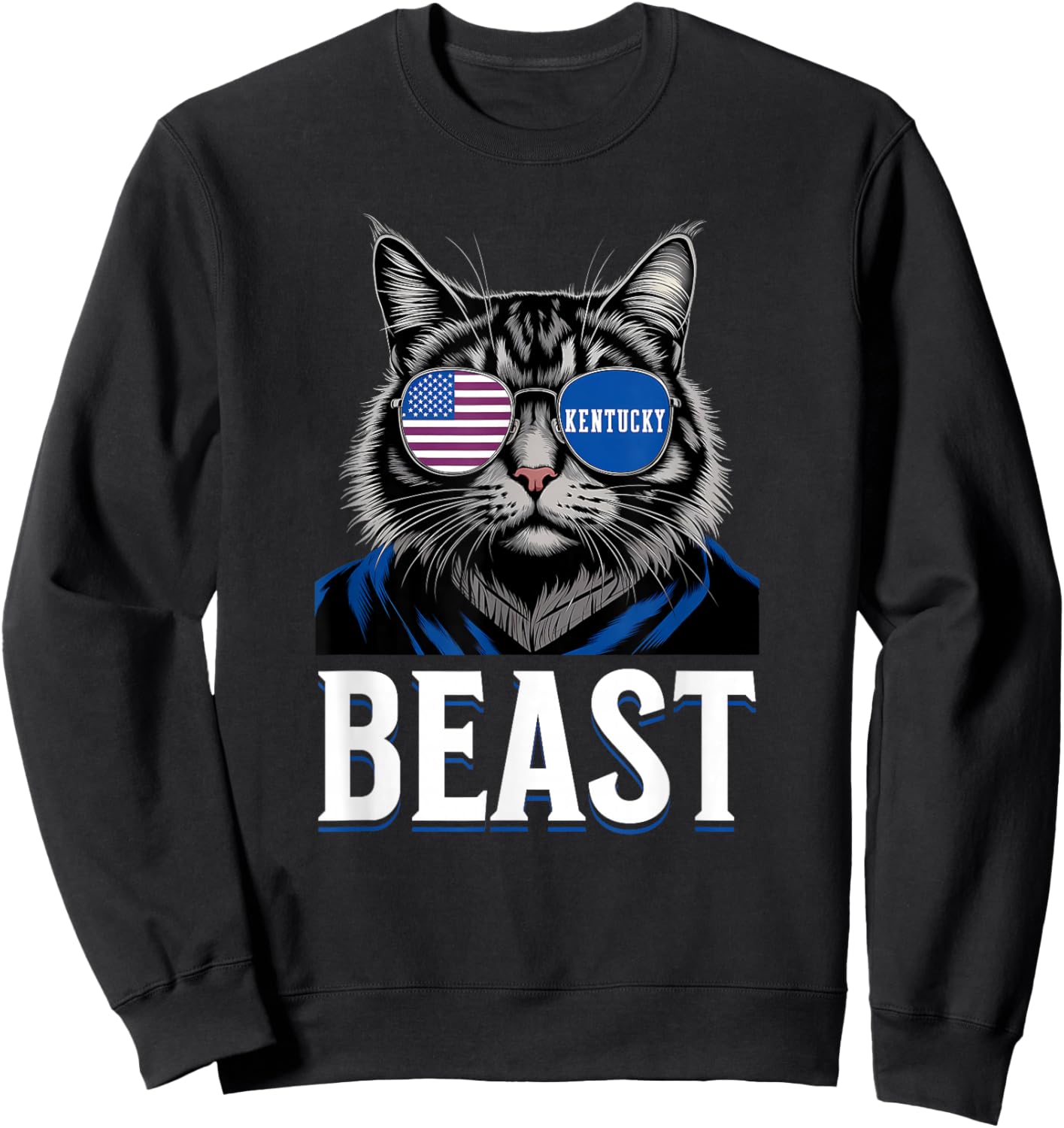 Funny Cat Lovers Graphic Last Name Kentucky Retro Vintage Sweatshirt - Sweatshirt | Black