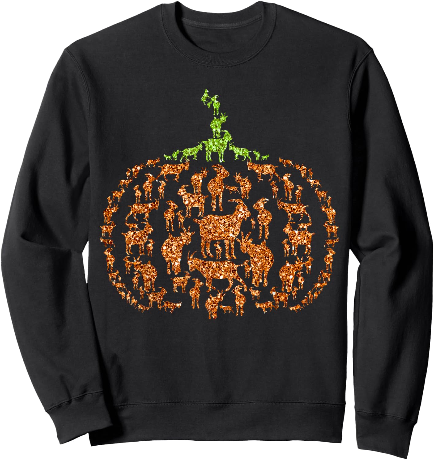 Group Goats Pumpkin Cute Shape Halloween Thanksgiving Sweatshirt - Sweatshirt | Black