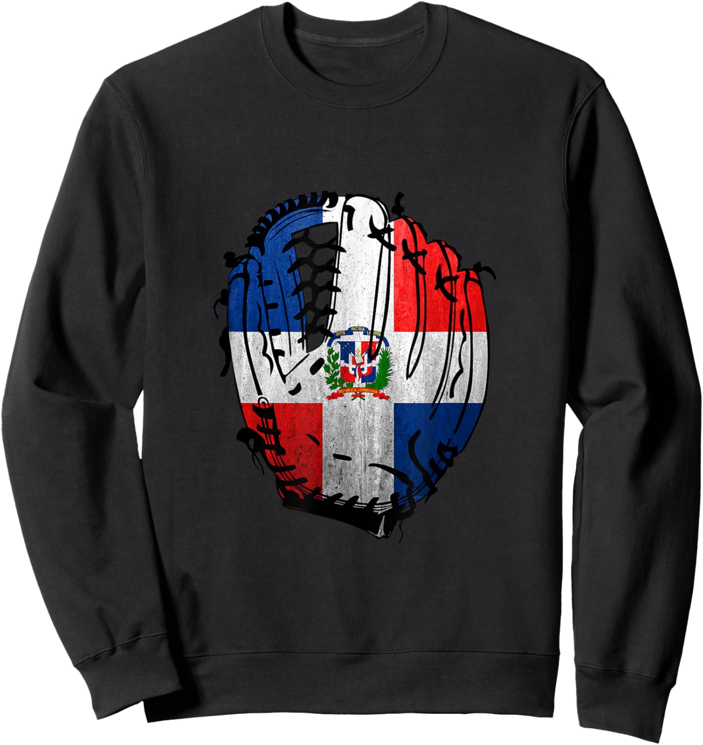 Dominican Republic Baseball Shortstop Outfielder DR Flag Sweatshirt - Sweatshirt | Black