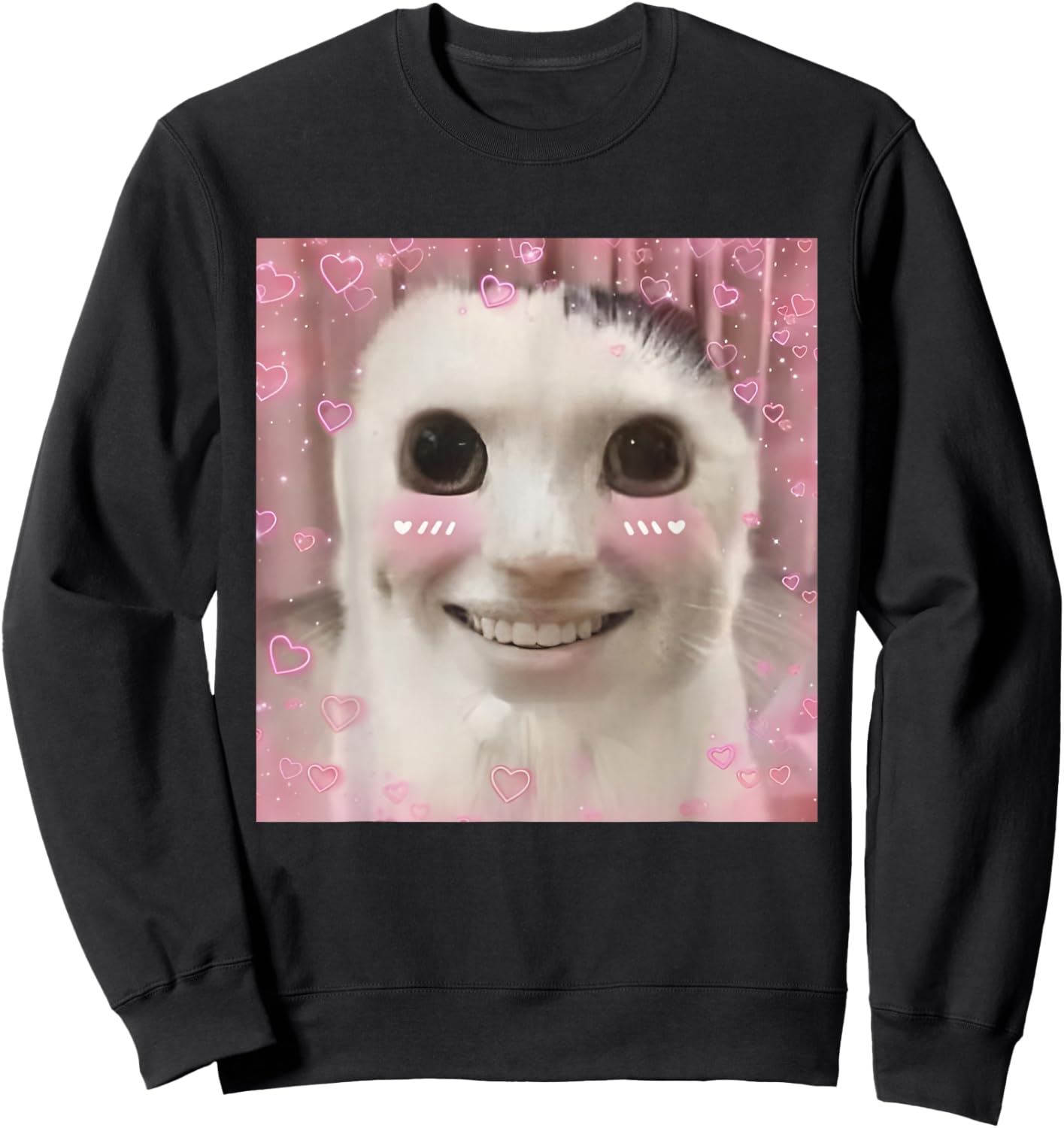 Goofy Ahh Cat Meme Dank Cursed Weirdcore Cringey Banana Cat Sweatshirt - Sweatshirt | Black