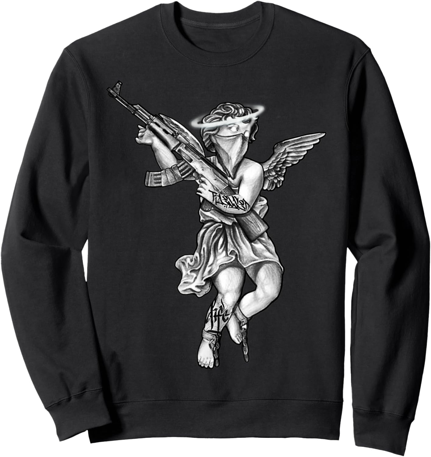 Avenging Angel Sinner Chicano Tattoo Sweatshirt - Sweatshirt | Black