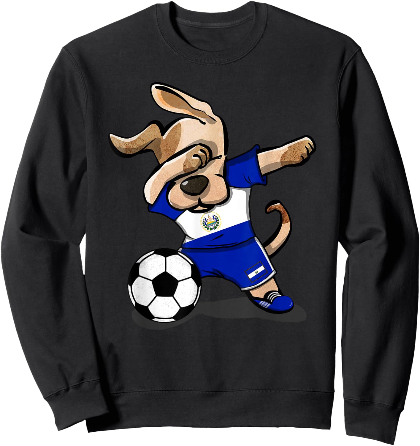 Dabbing Dog El Salvador Soccer Salvadorean Flag Football Men Women Girls Kids Sweatshirt - Sweatshirt | Black