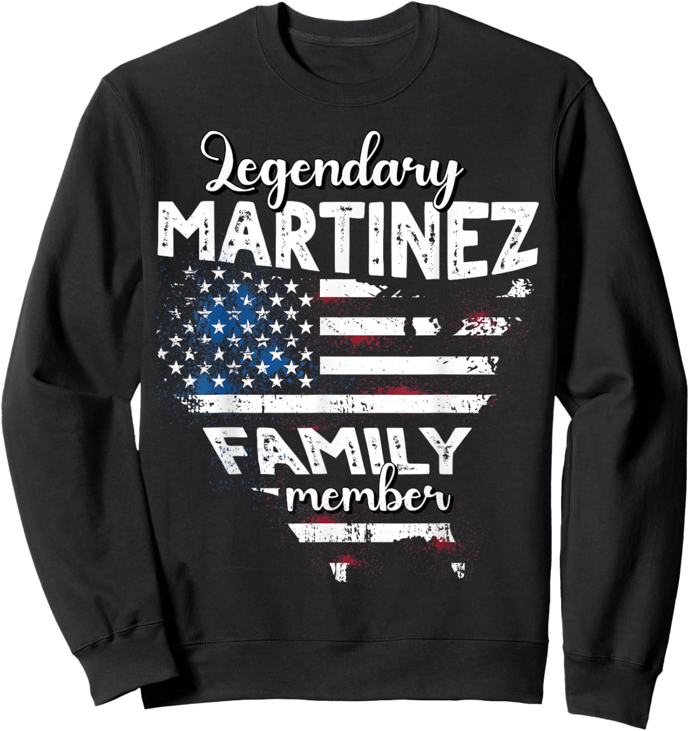 Name Martinez US Flag Martinez Surname Martinez Sweatshirt - Sweatshirt | Black
