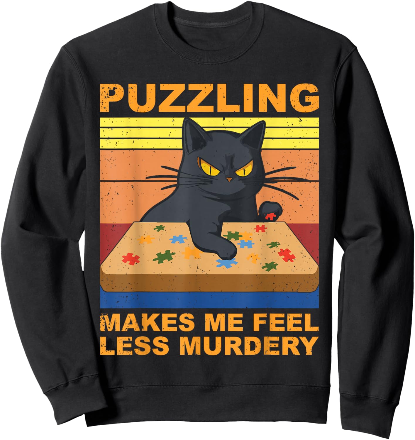 Jigsaw Puzzle cat Puzzler Funny Puzzle Lover Sweatshirt - Sweatshirt | Black