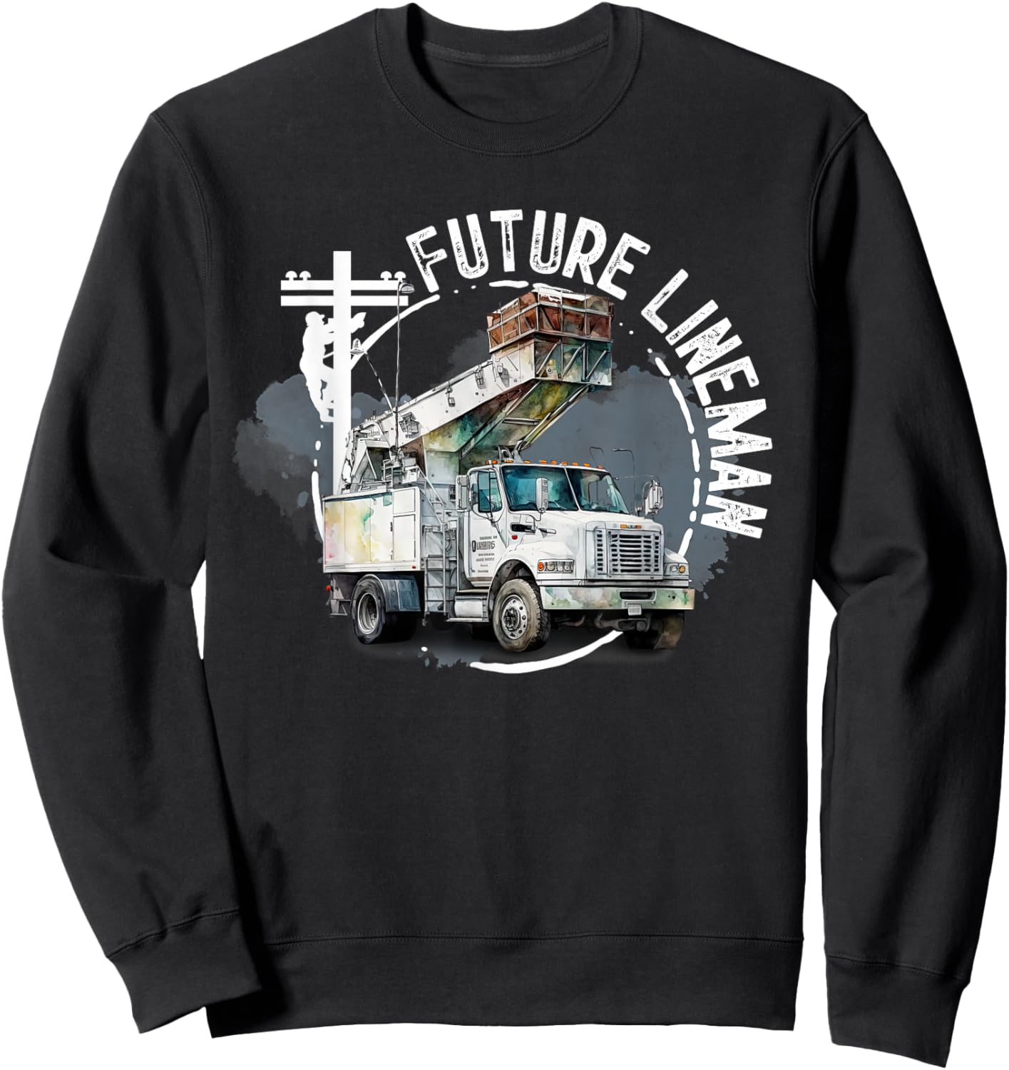 Future Lineman Bucket Truck Kid Future Electric Cable To Be Sweatshirt - Sweatshirt | Black