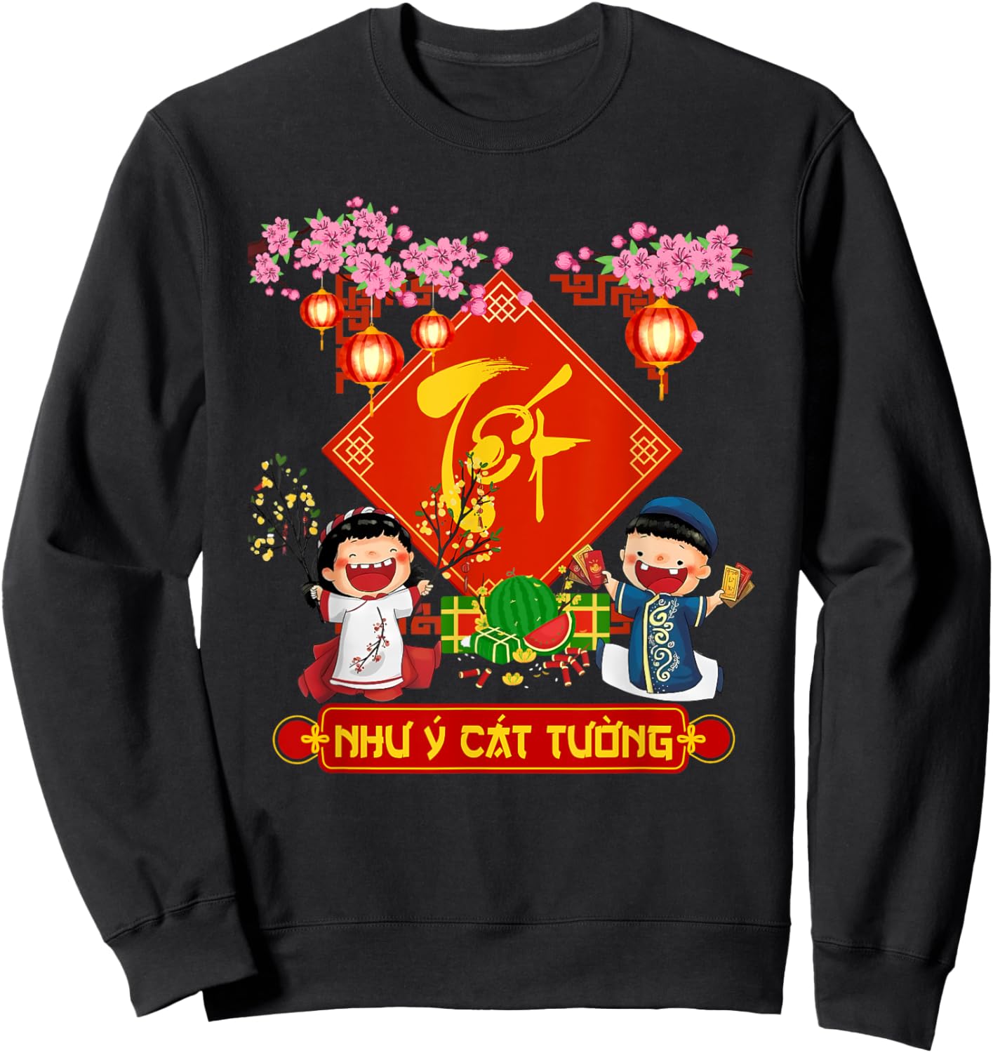 Vietnamese New Year Decorations 2025 Tet Viet Lunar New Year Sweatshirt - Sweatshirt | Black