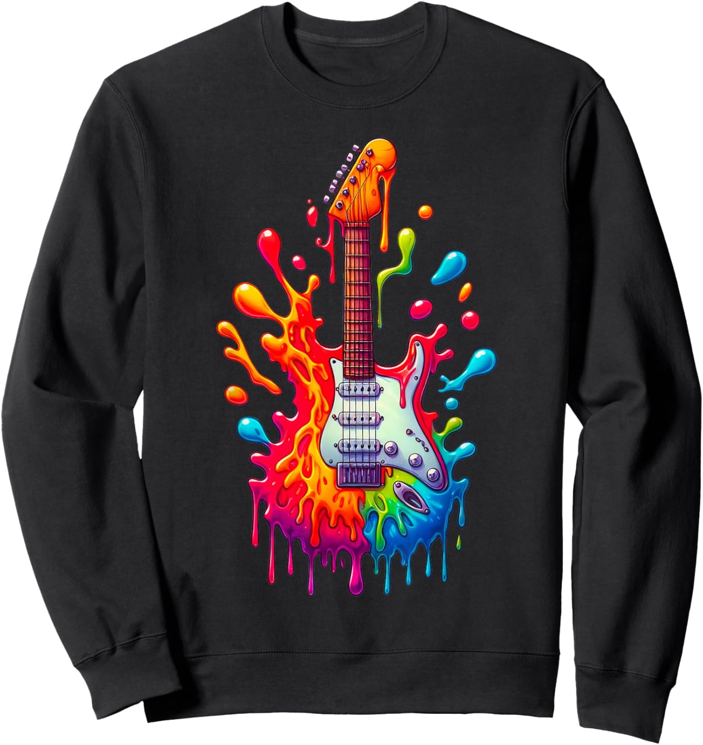 Colorful Electric Guitar Tie Dye Splash Cool Guitar Pick Sweatshirt - Sweatshirt | Black