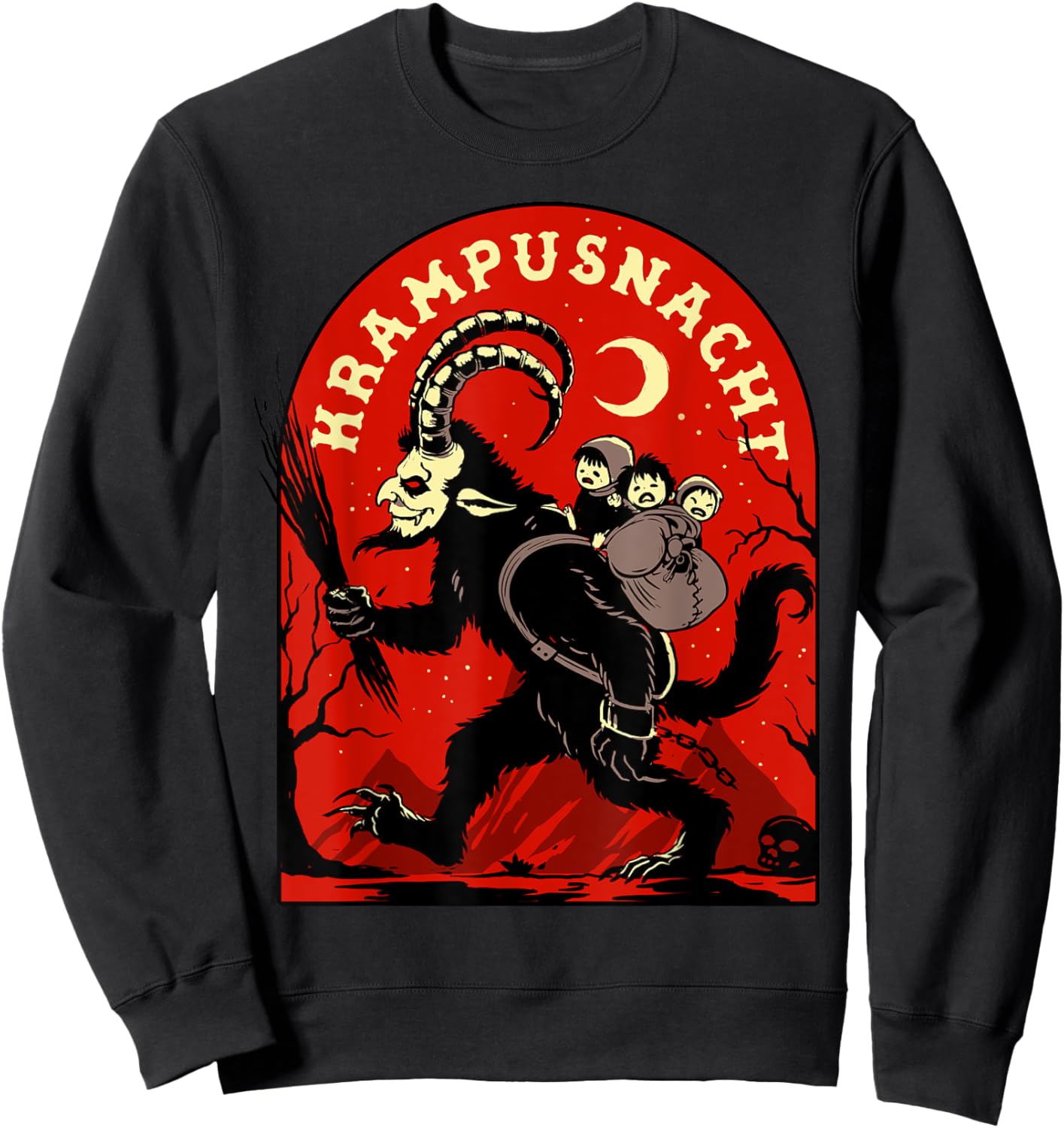 Krampusnacht Shirt Merry Krampus Satanic Christmas Horror Sweatshirt - Sweatshirt | Black