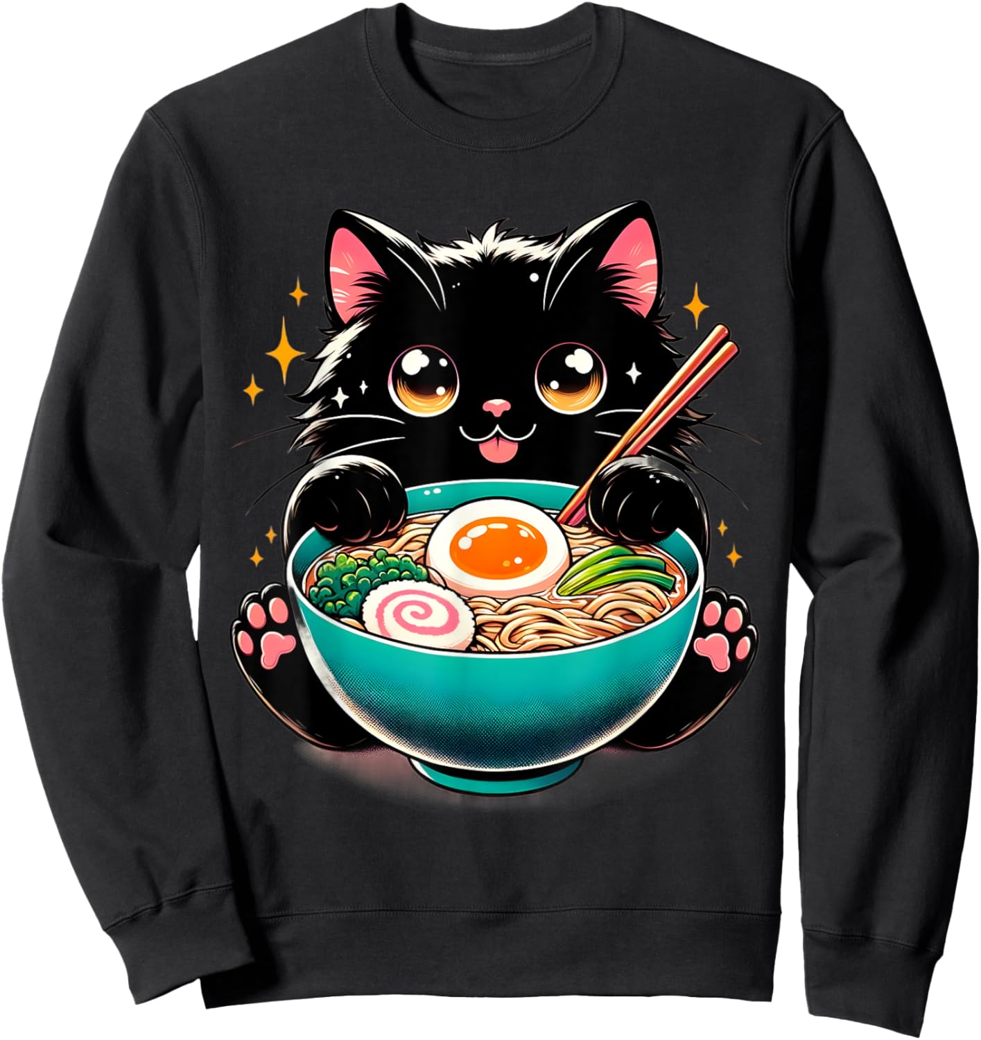 Ramen Cat Kawaii Anime Cat Ramen Lover Sweet Sweatshirt - Sweatshirt | Black