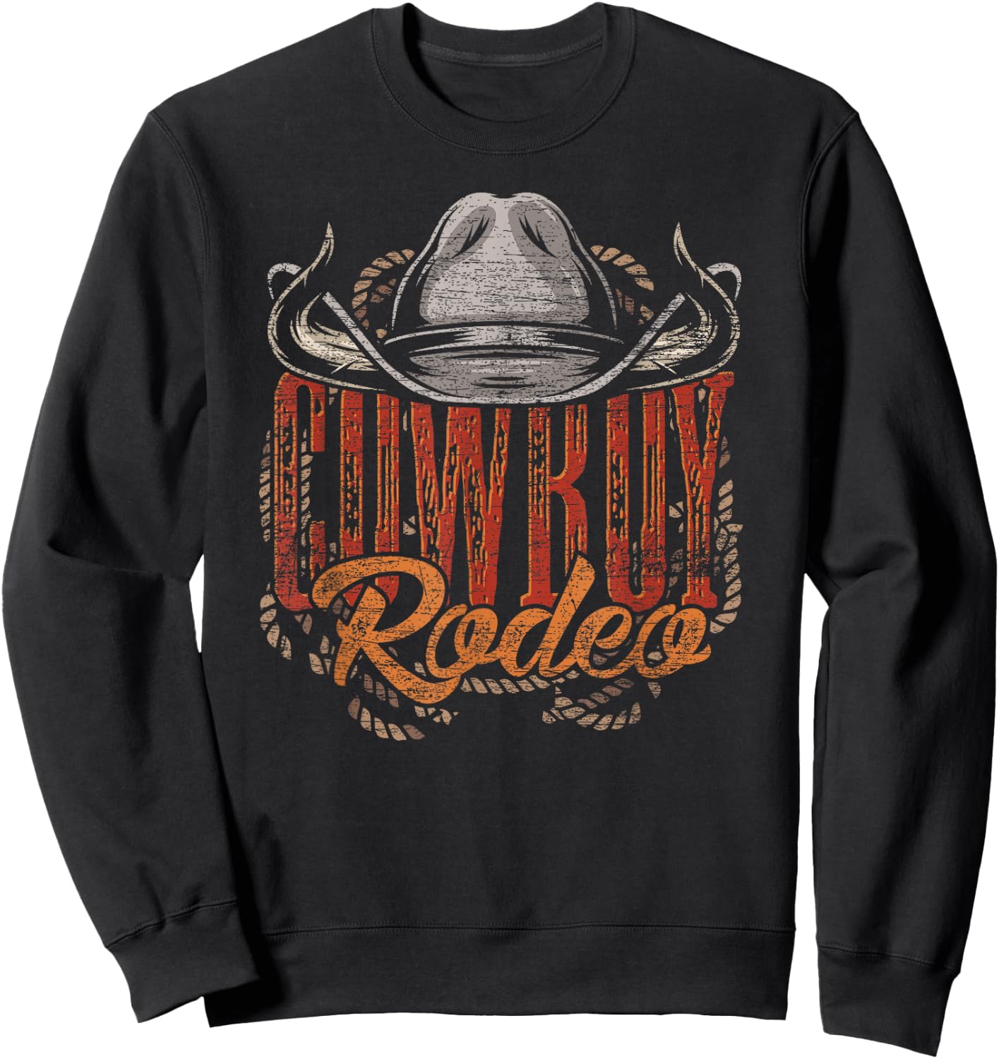 Cowboy Rodeo Western Texan Gift Country Bull Riding Cowboy Sweatshirt - Sweatshirt | Black