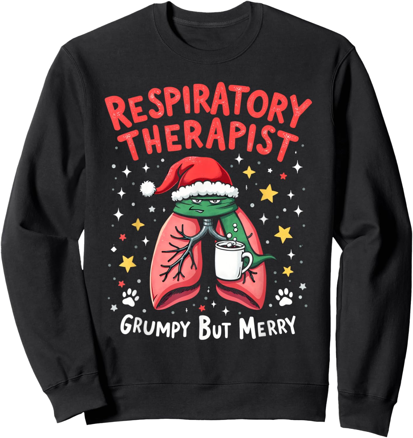 Respiratory Therapist Lung Grumpy But Merry Christmas Xmas Sweatshirt - Sweatshirt | Black