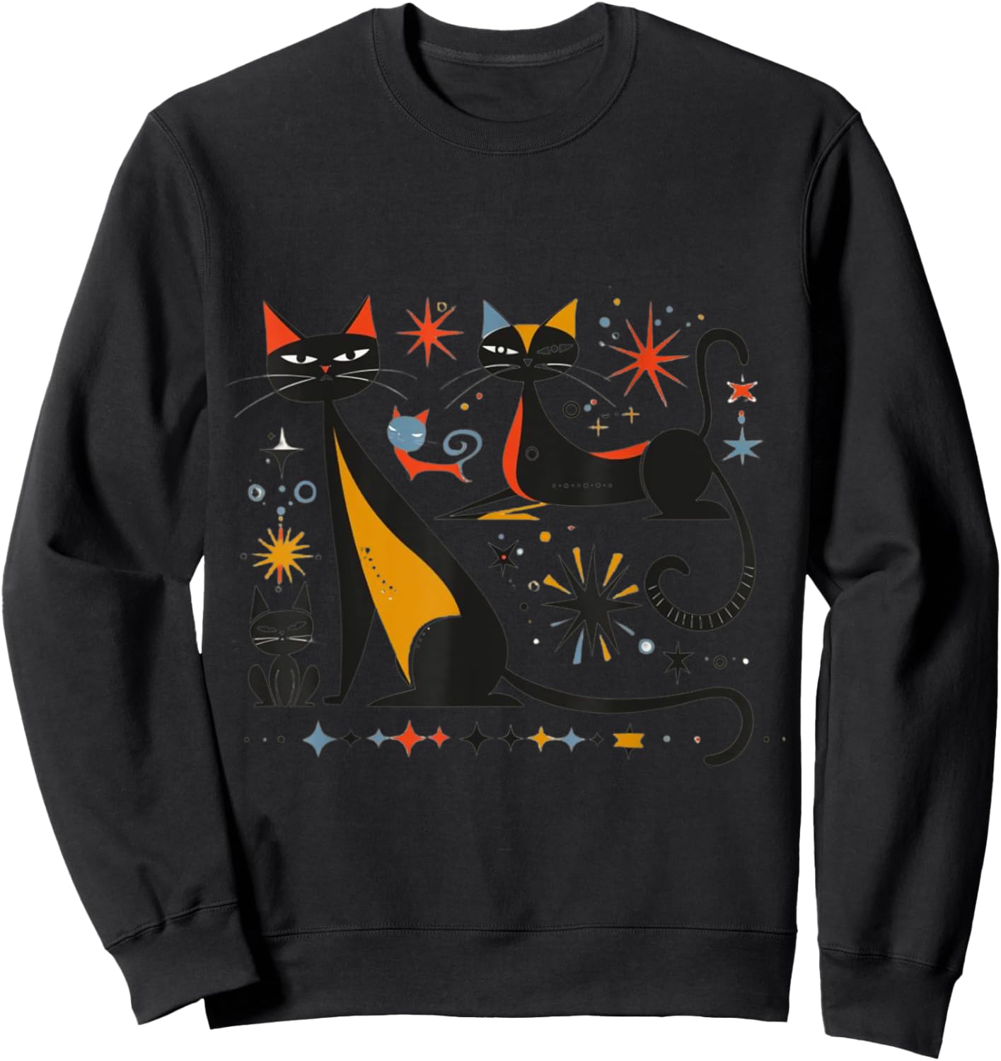 Vintage Retro Mid-Century Modern Look Cats 50s 60s Style Sweatshirt - Sweatshirt | Black