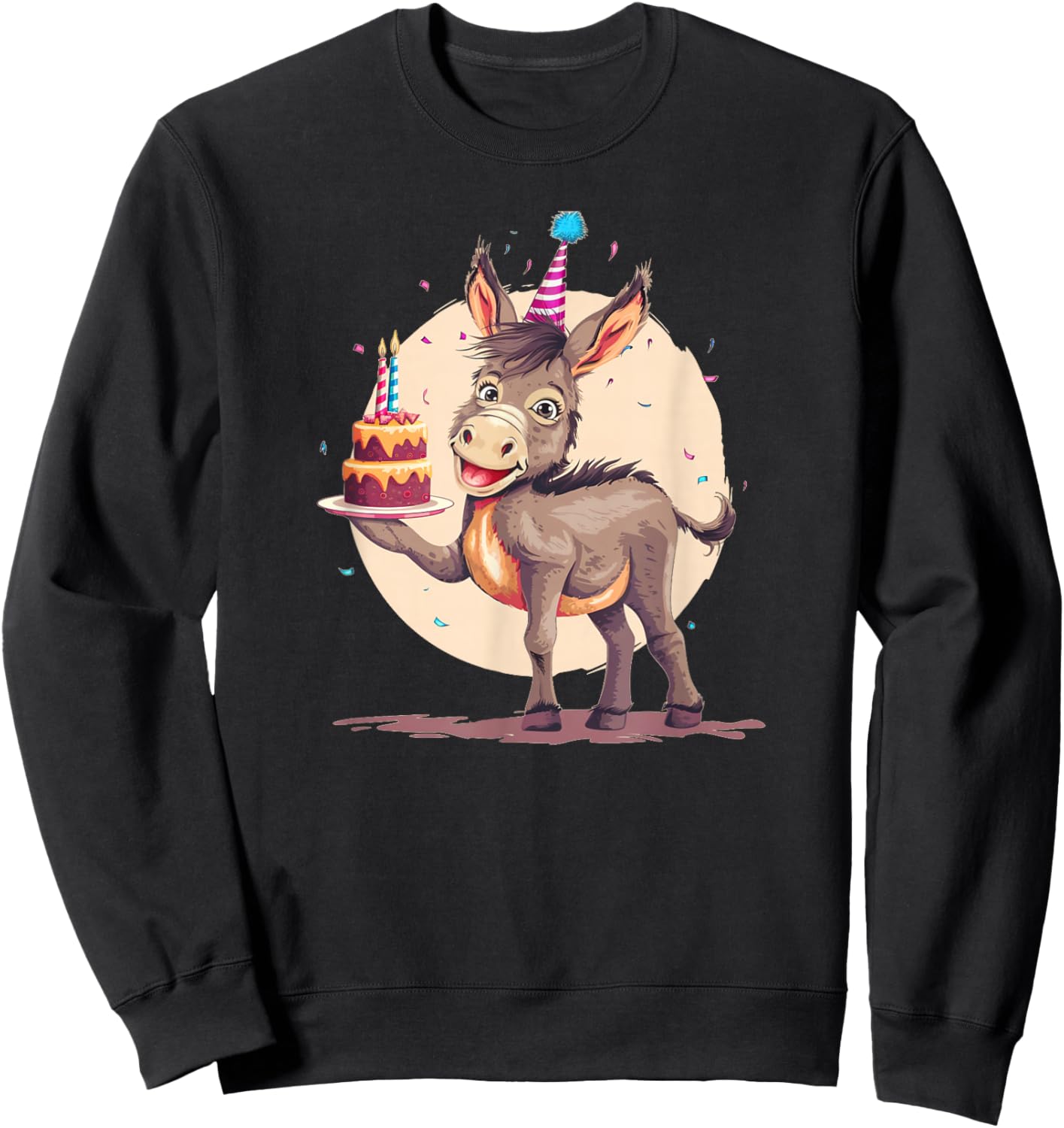 B-Day Donkey with Cake for Donkeys and Birthday Parties Sweatshirt - Sweatshirt | Black