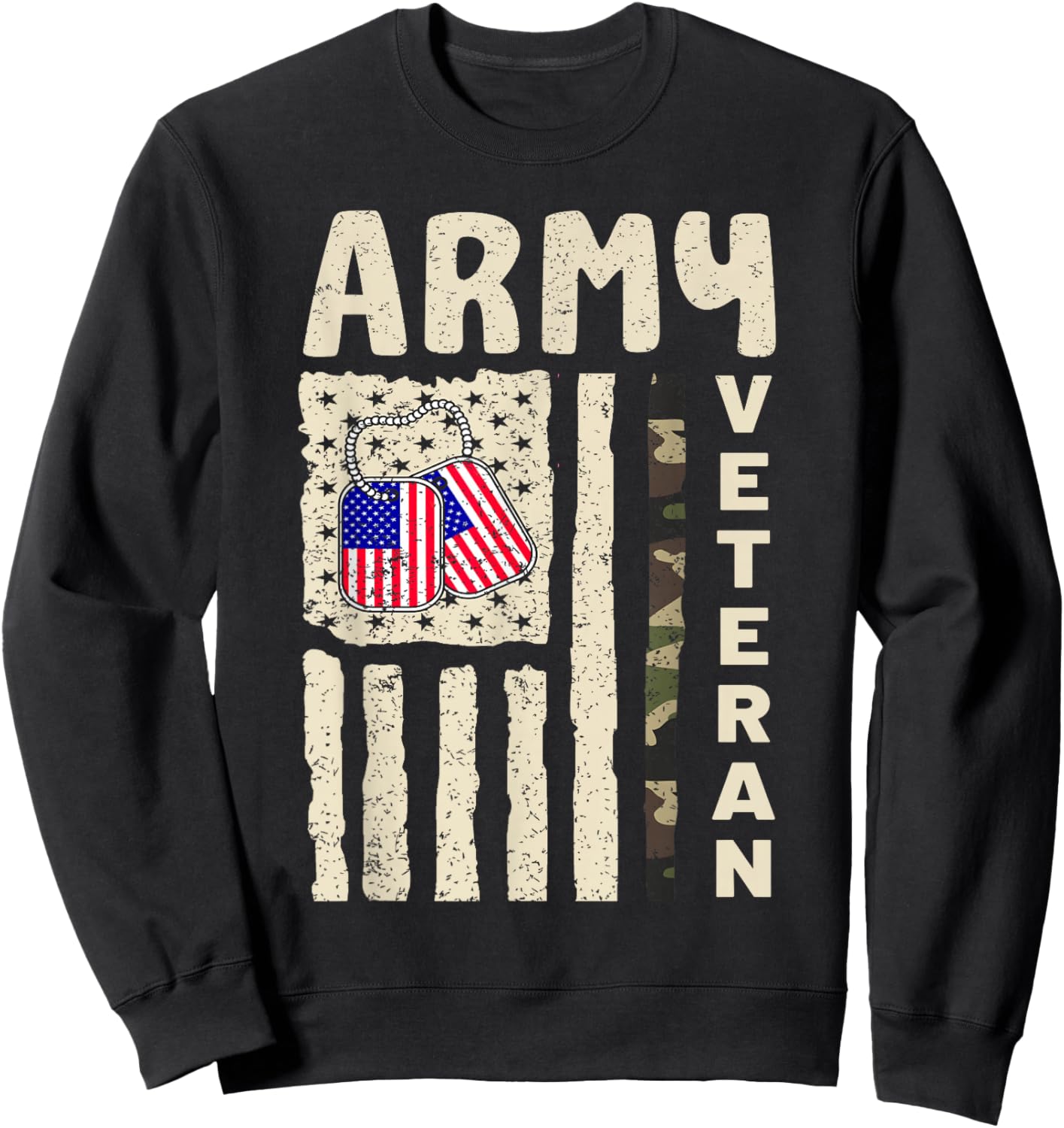 American Flag Camo Proud Us Army Veteran Of Veteran's Day Sweatshirt - Sweatshirt | Black