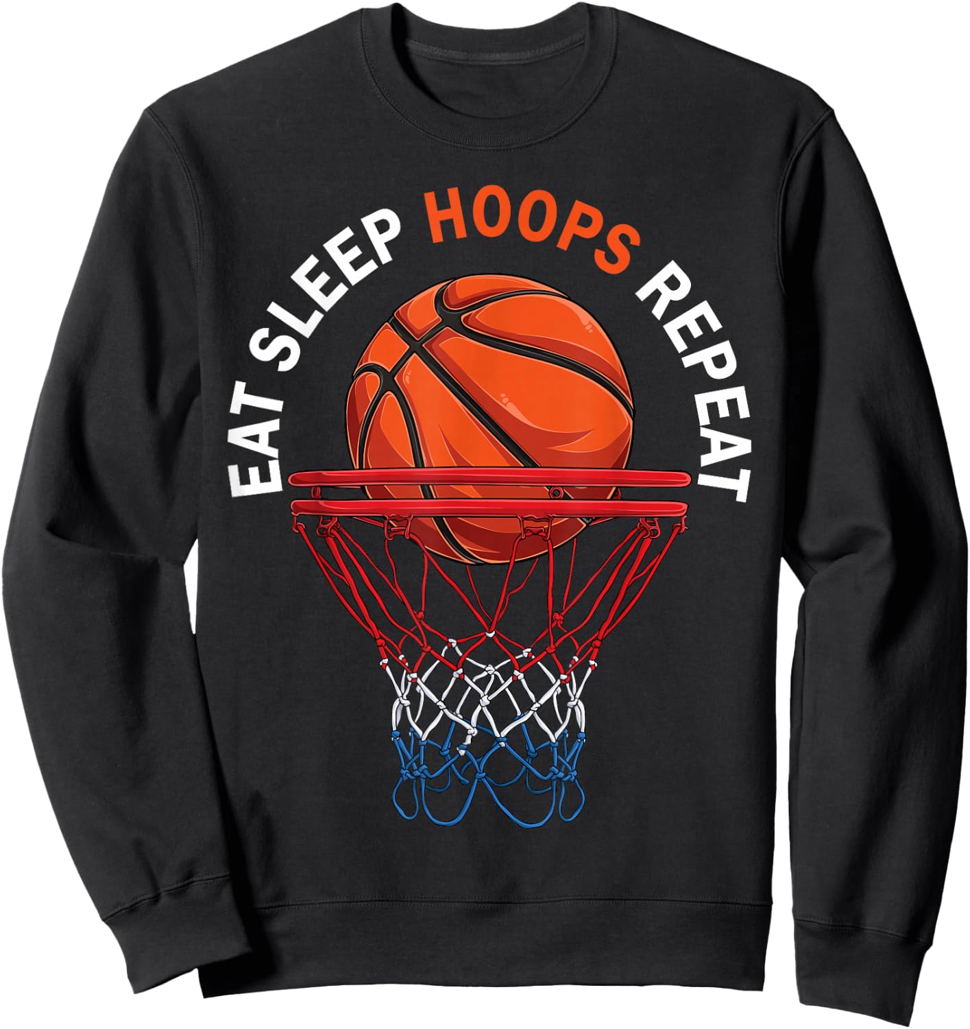 Eat Sleep Hoops Repeat Basketball Fan Basketball Sweatshirt - Sweatshirt | Black