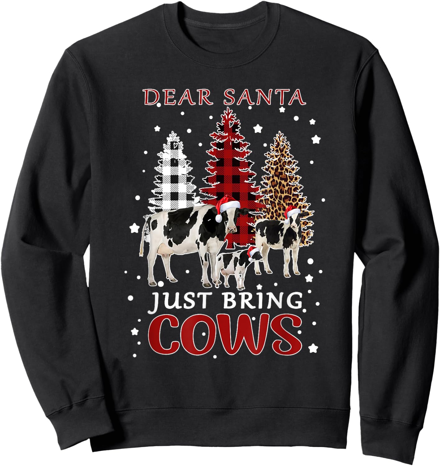 Dear Santa Just Bring Cows Christmas Buffalo Plaid Heifer Sweatshirt - Sweatshirt | Black