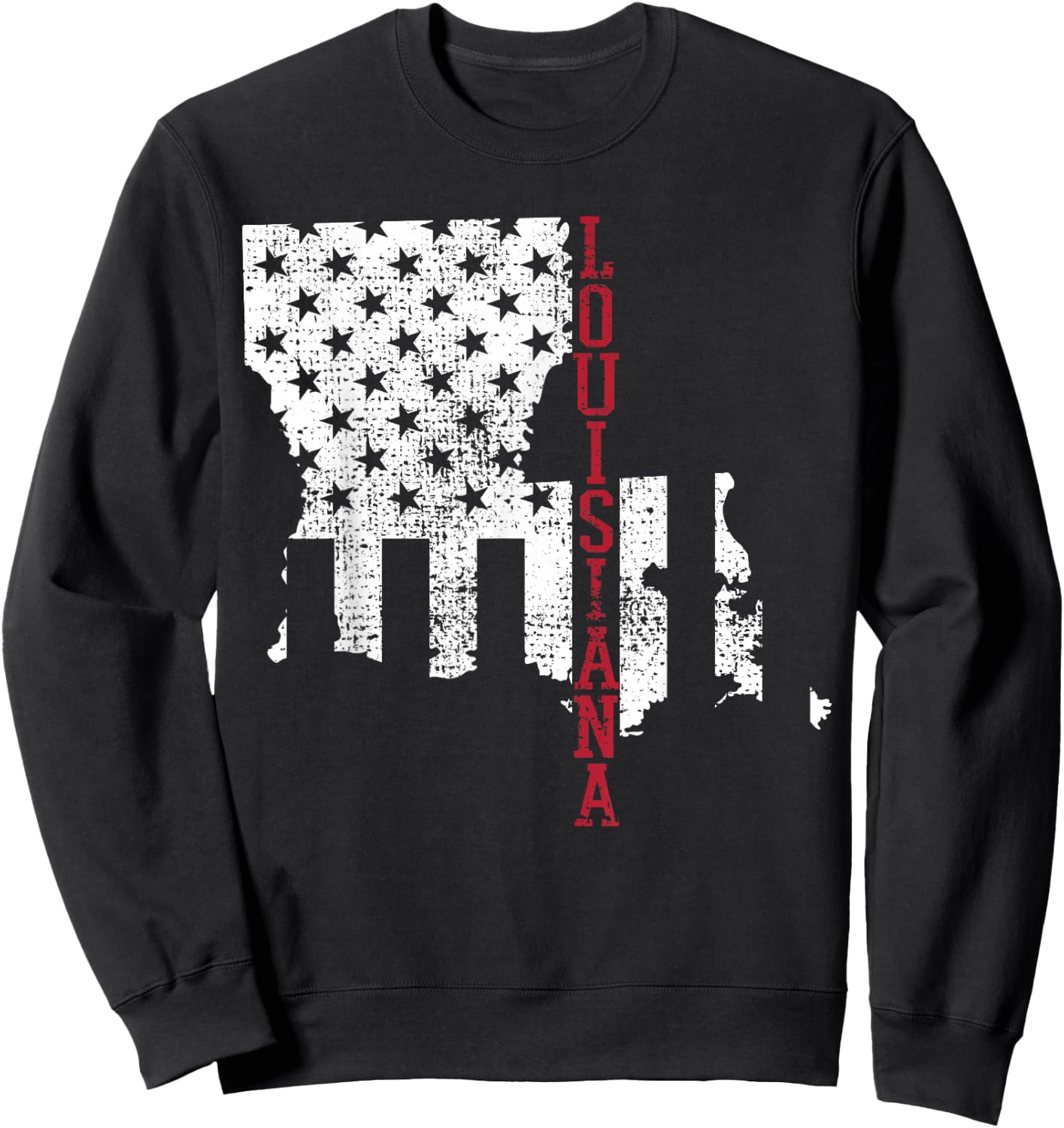 Louisiana Vintage Retro USA Flag America Merica 4th Of July Women Kids Men Sweatshirt - Sweatshirt | Black